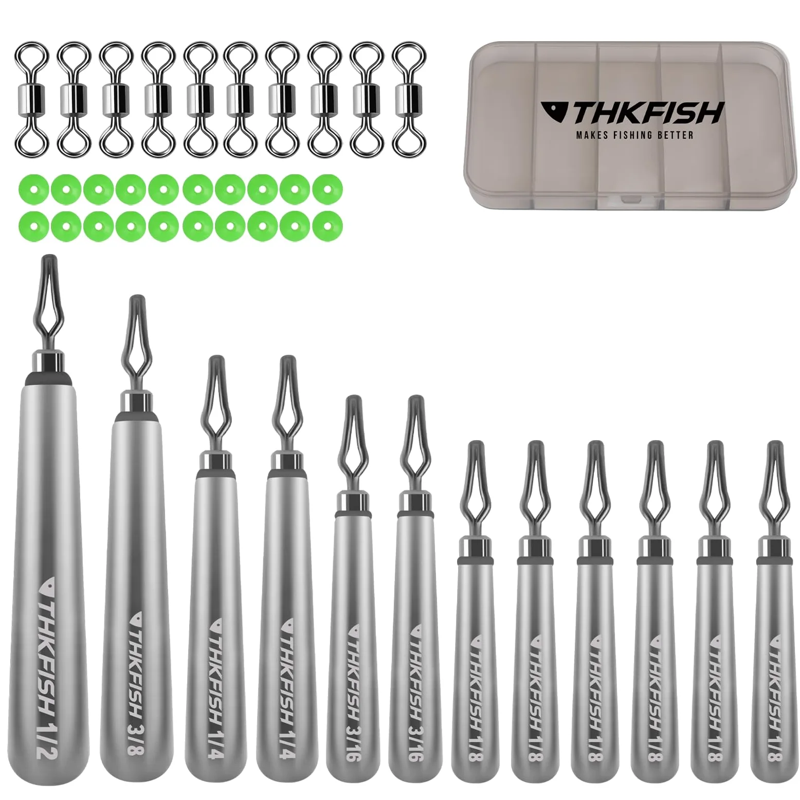 THKFISH Juego de 60 plomos de pesca, kit de pesas Drop Shot y anzuelos Wacky para pesca de róbalo en agua dulce y salada