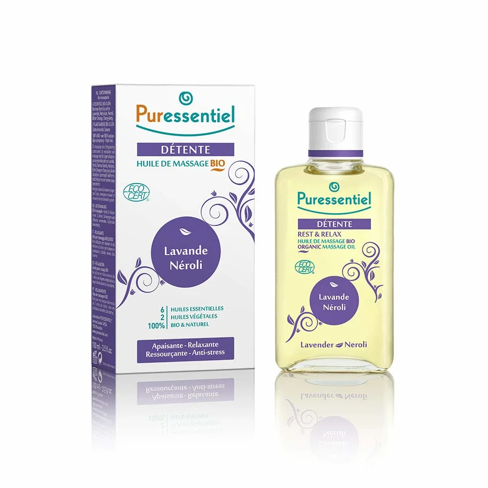Puressentiel Sueño y Relax Aceite de Masaje con 6 Aceites Esenciales, Lavanda y Neroli, Bio, 100 ml