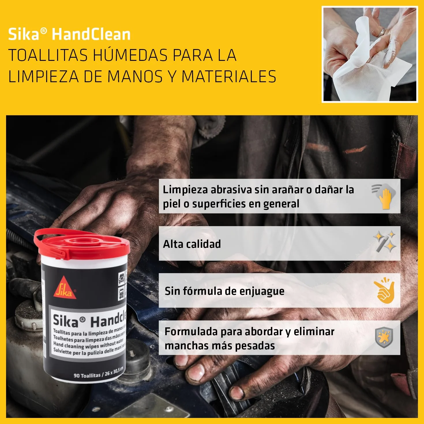 Sika Handclean Toallitas húmedas limpieza 70 unidades