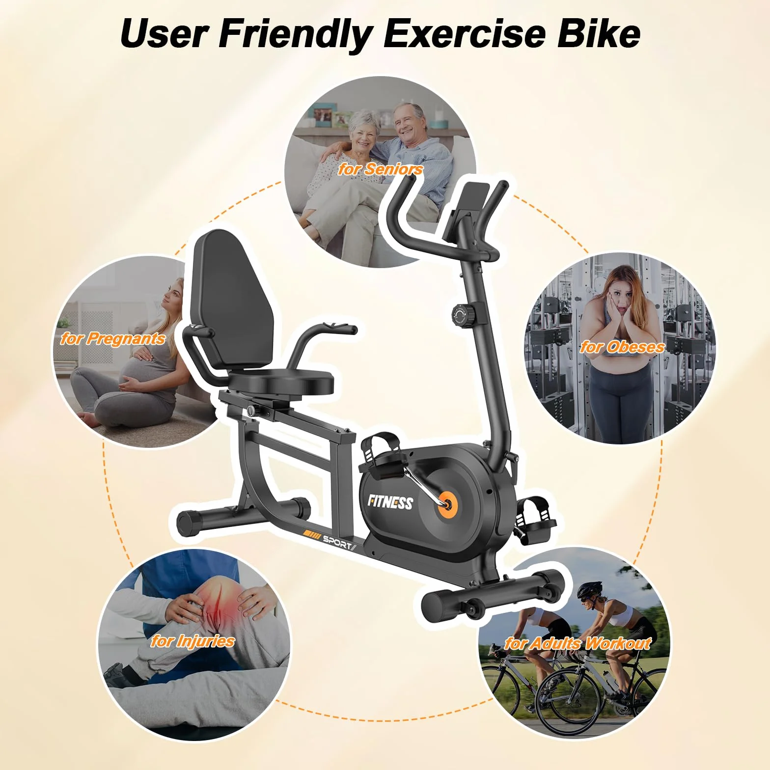 Dskeuzeew Bicicleta Estática con Respaldo para casa con 16 resistencia ajustables pantalla LCD y Bicicletas Estaticas Rehabilitacion indoor,Bici estatica profesional Recuperación Bicicleta Max180 kg