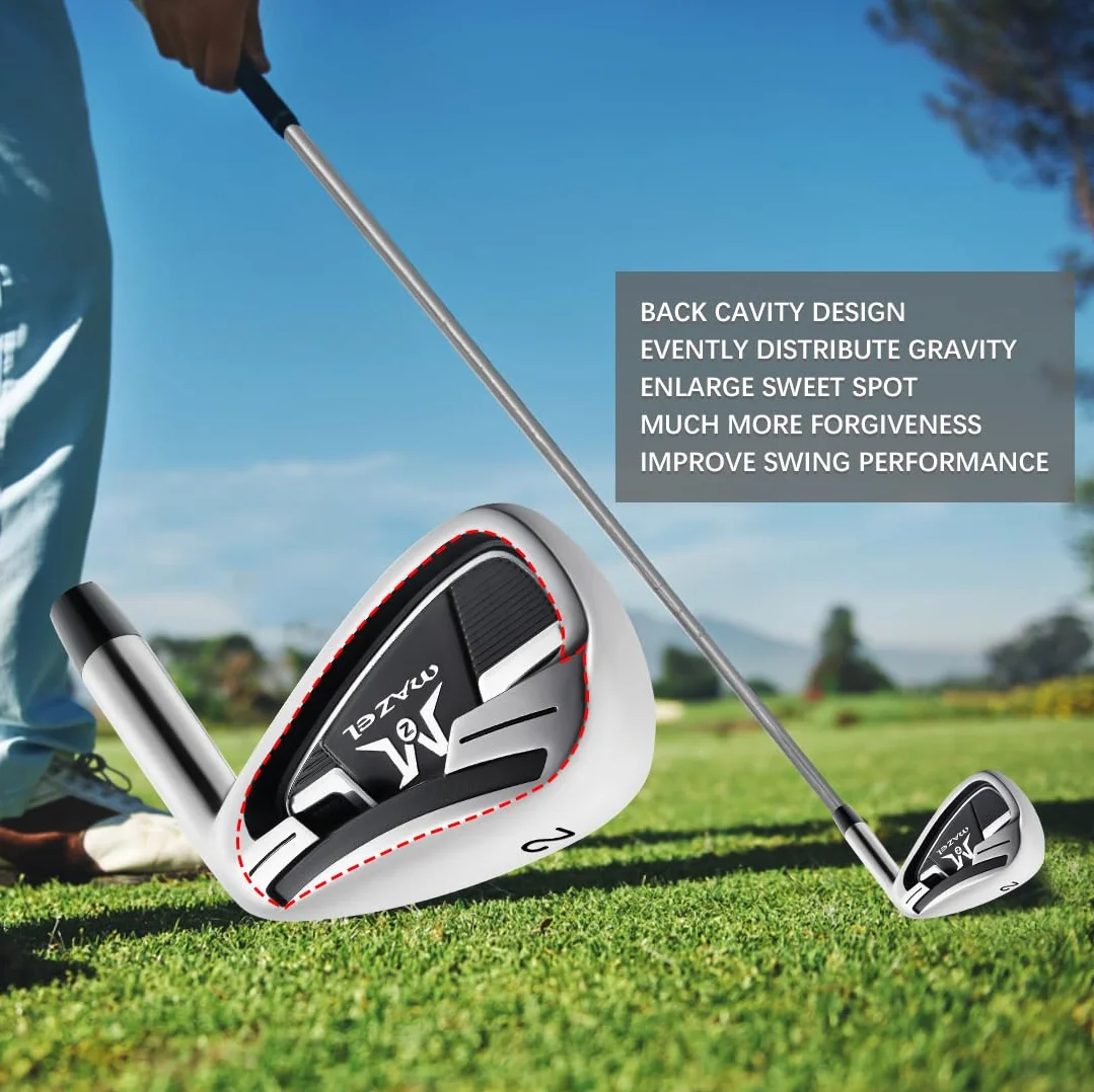 MAZEL WM-X3 Golf Single Iron Club 1,2,3, 4,5,6,7,8,9, P, S, eje de acero inoxidable premium, cara fresada CNC para más giro