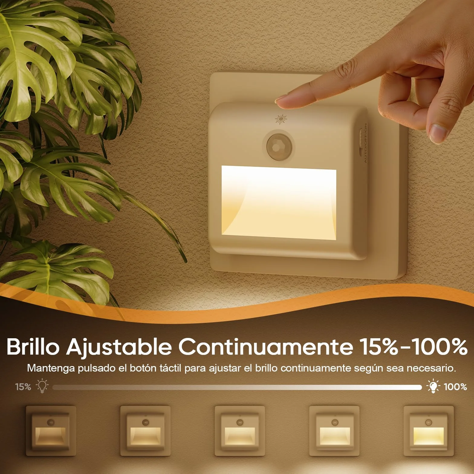 Suright Luz Nocturna con Sensor de Movimiento 2 Piezas LED Bebe Lámpara para Niños Habitación Blanca Cálida Regulable 3 Modos