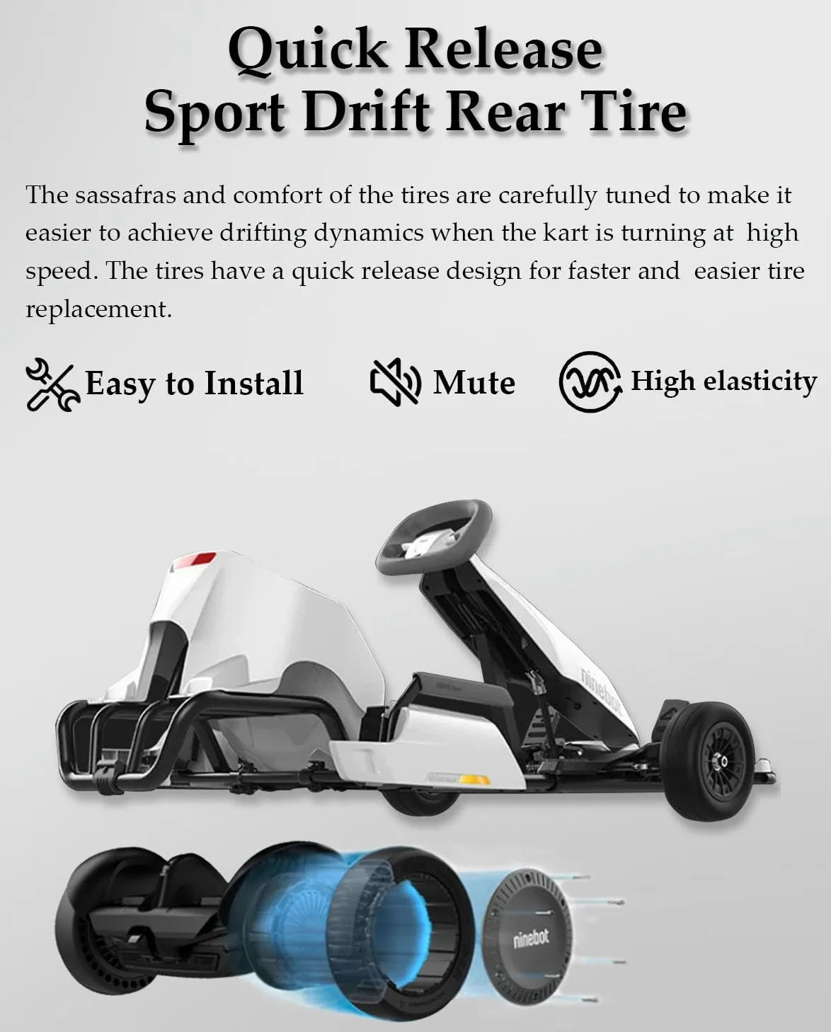 2 piezas 10x2.75 pulgadas Neumático de liberación rápida para Ninebot por Segway S Max/Gokart Pro/Gokart Kit, Go Kart Kit Refit Parts 10-2.75 Electric Gokart Bundle Neumáticos traseros