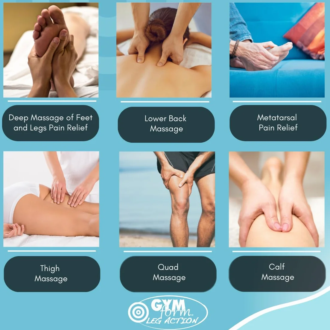 GYMFORM Masajeador de Pies y Piernas Shiatsu con Control Remoto, 6 Programas, 15 Velocidades