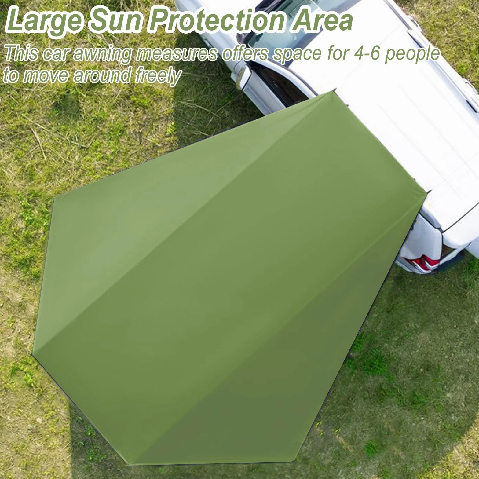 Toldo para Coche, Universal Toldo para Portón Trasero de Coche 380x280cm, Impermeable Toldo Parasol Coche para Auto, SUV, Camping (Verde)