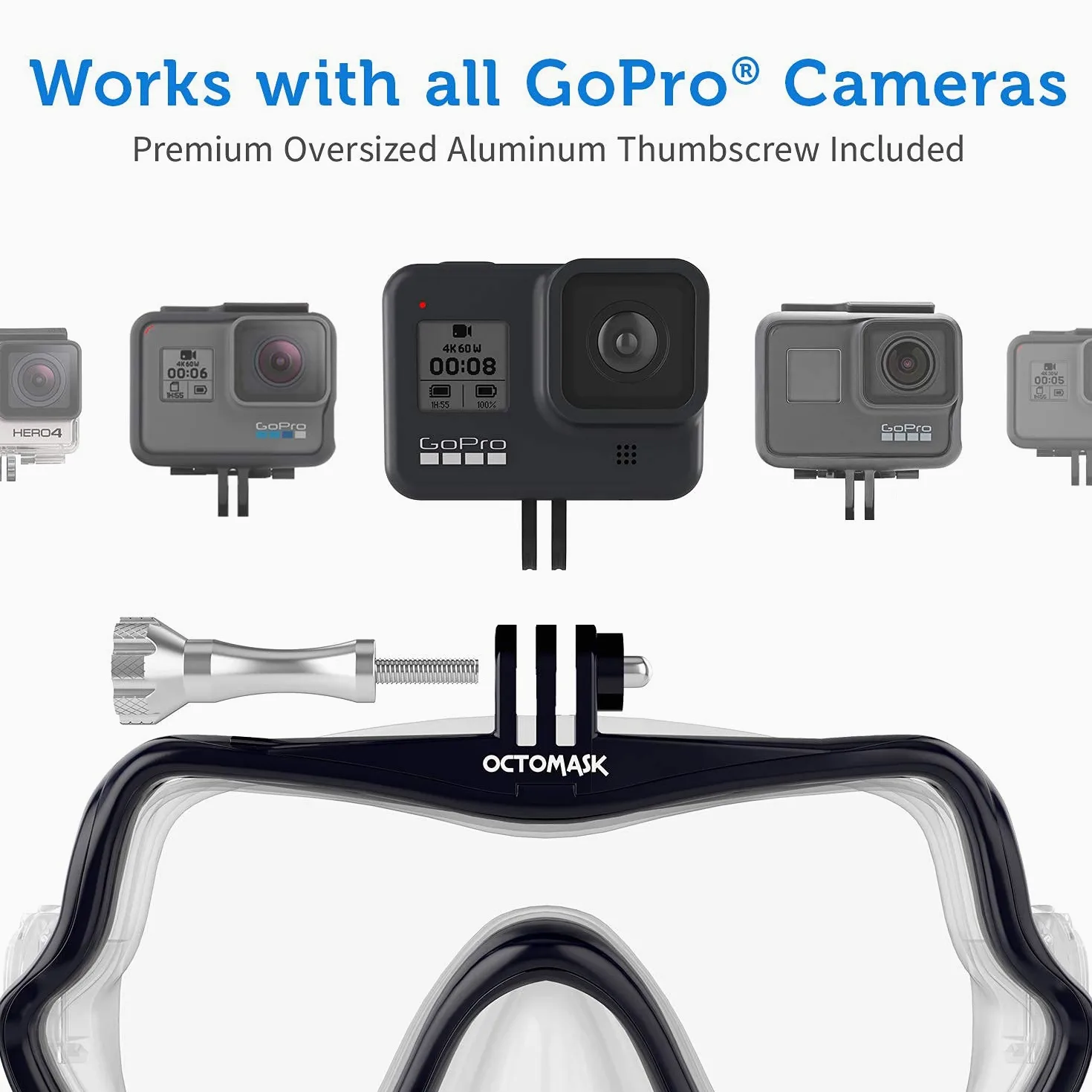 Octomask Máscara de Buceo Gopro sin Marco Unisex para Buceo y
