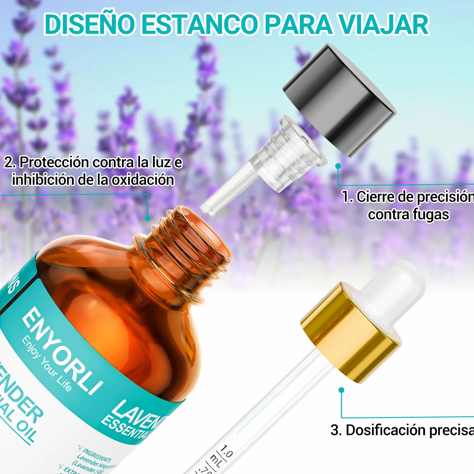 Aceite Esencial de Lavanda Orgánico 100ml Favorece el Sueño Relajación Masaje Corporal