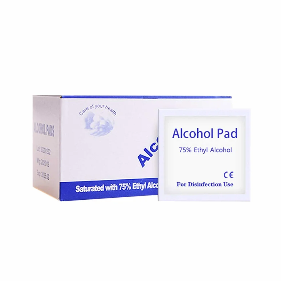 Toallitas Húmedas Desinfectantes con Alcohol 75%, Almohadilla No Tejida, Suave y Absorbente para Primeros Auxilios