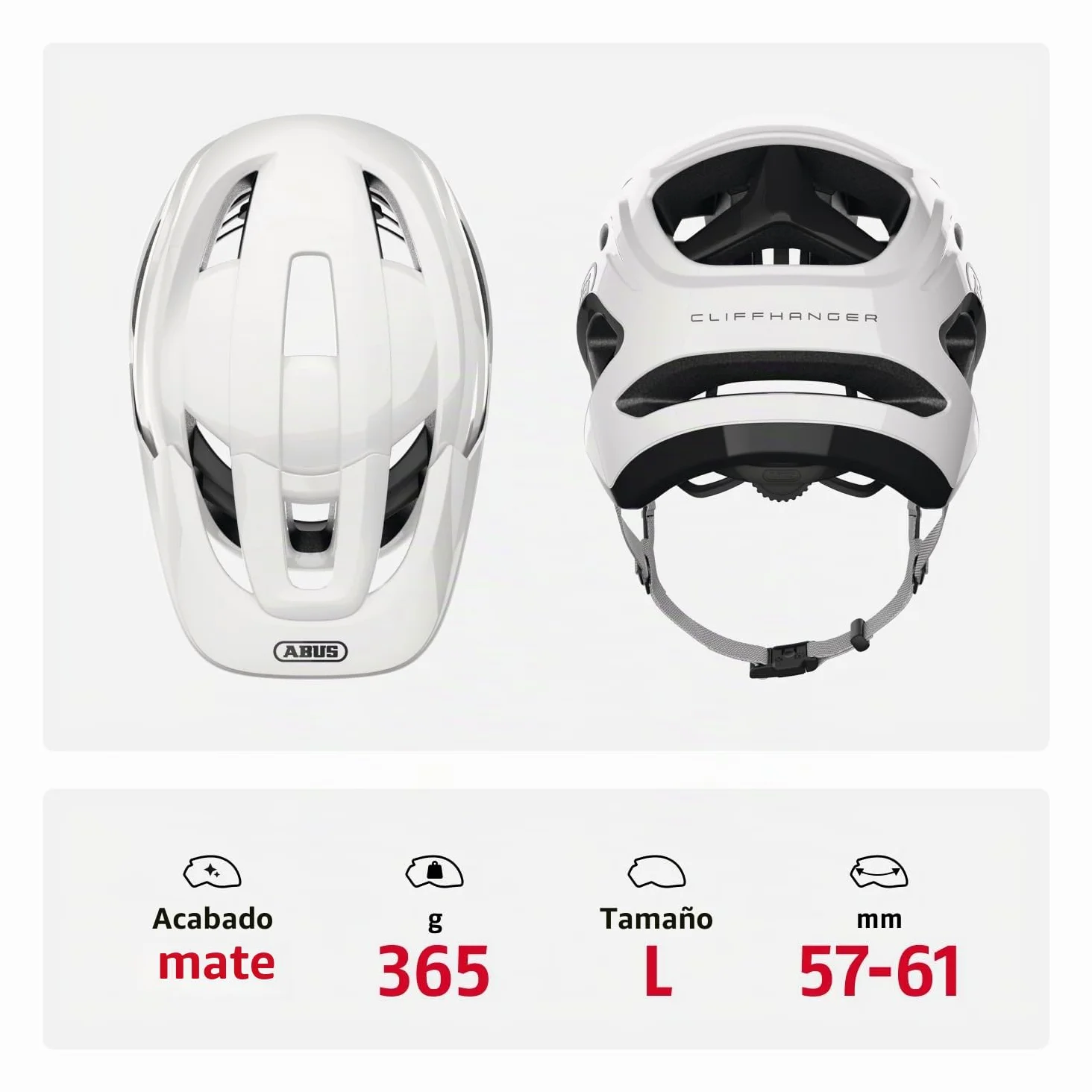 ABUS Cliffhanger MIPS Casco MTB Bicicleta de Montaña, Alpine White, L | Casco MTB con Mips, para Singletrail y Enduro, cierre magnético, visera regulable en altura
