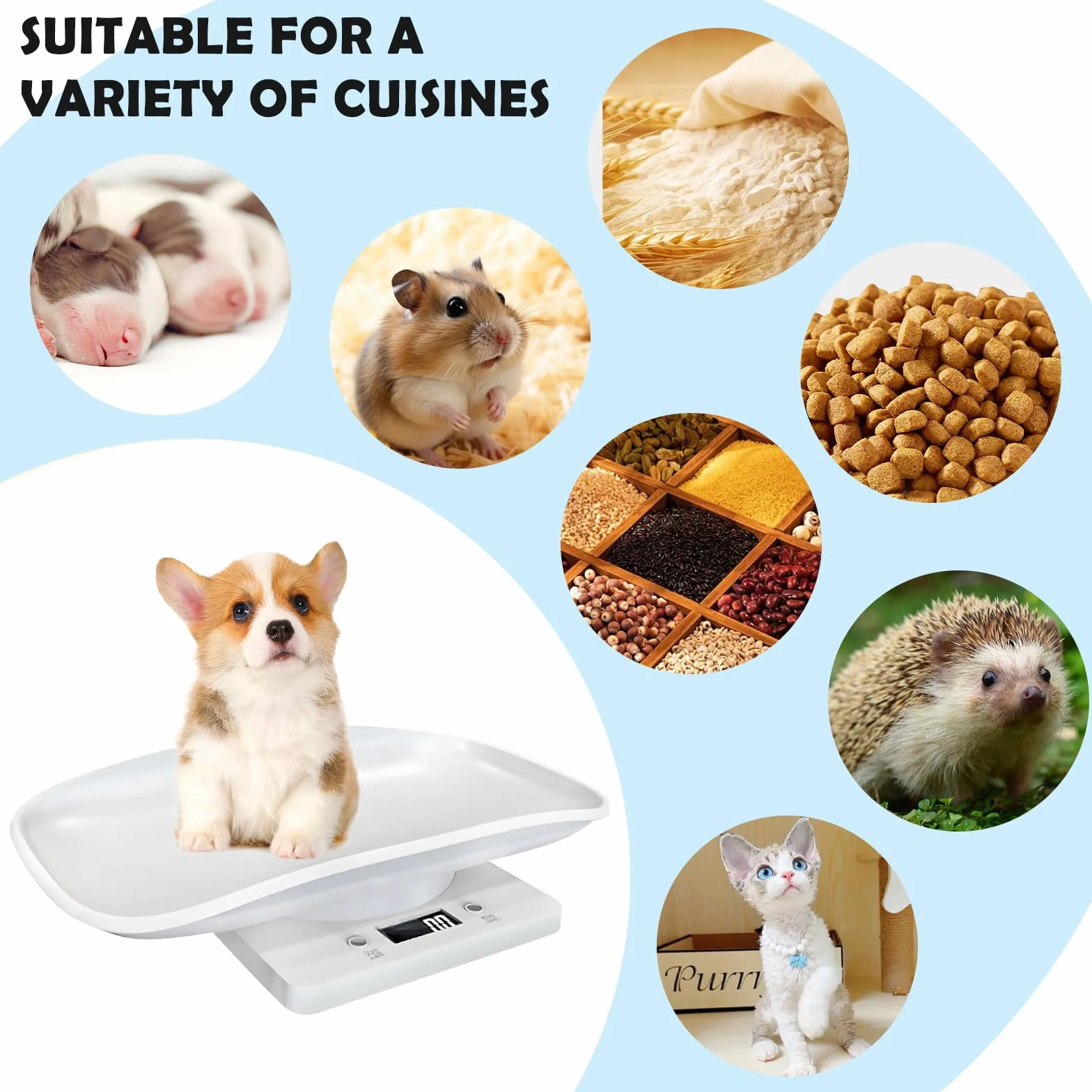 Báscula digital para mascotas 15 kg ± 1 gramo pantalla LCD mini báscula electrónica