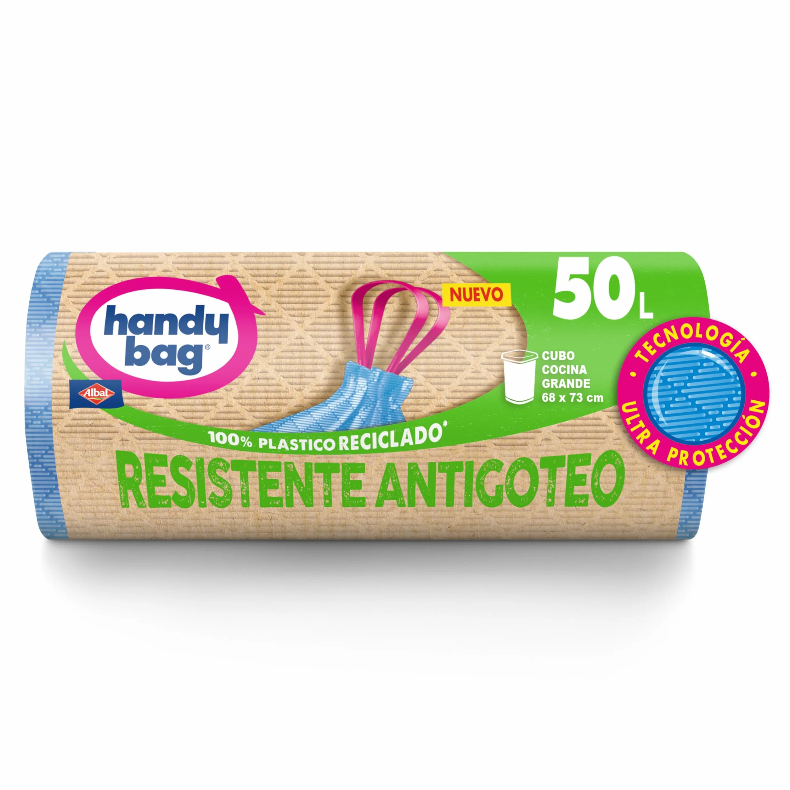 Bolsas de Basura Resistente Antigoteo 50L Autocierre Reciclado 8 Bolsas