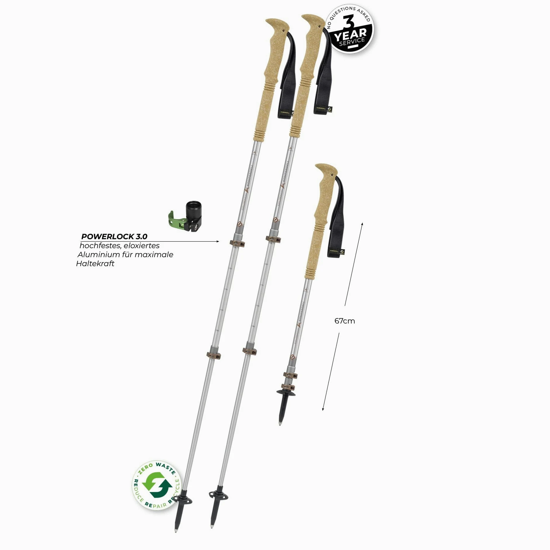 Komperdell Explorer Zero Cork - Bastones de trekking (105-140 cm)