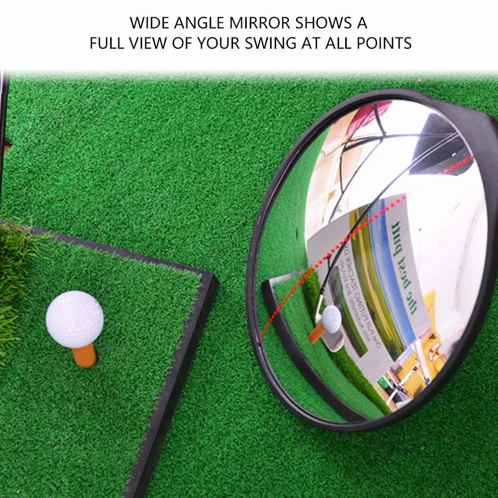 VGEBY Espejo de práctica de Golf 360 Grados Gran Angular Ayuda de Entrenamiento Acero Inoxidable Columpio Completo Poniendo Espejo Convexo