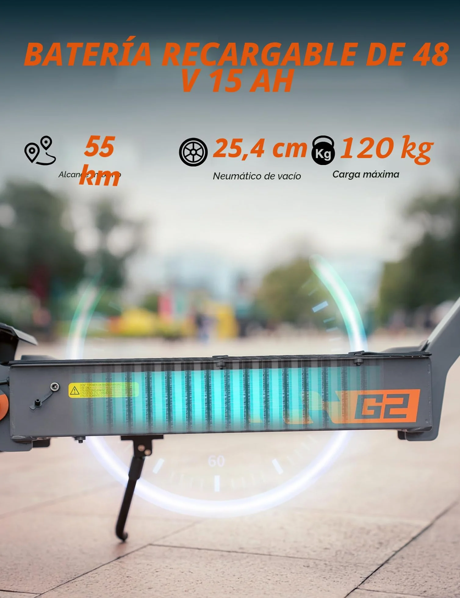 Patinete eléctrico para adulto Kukirin G2, motor 800 W, batería 48 V, 15 Ah, duración de hasta 55 km, patinete plegable portátil con pantalla táctil LCD HD, patinete eléctrico para adultos todo