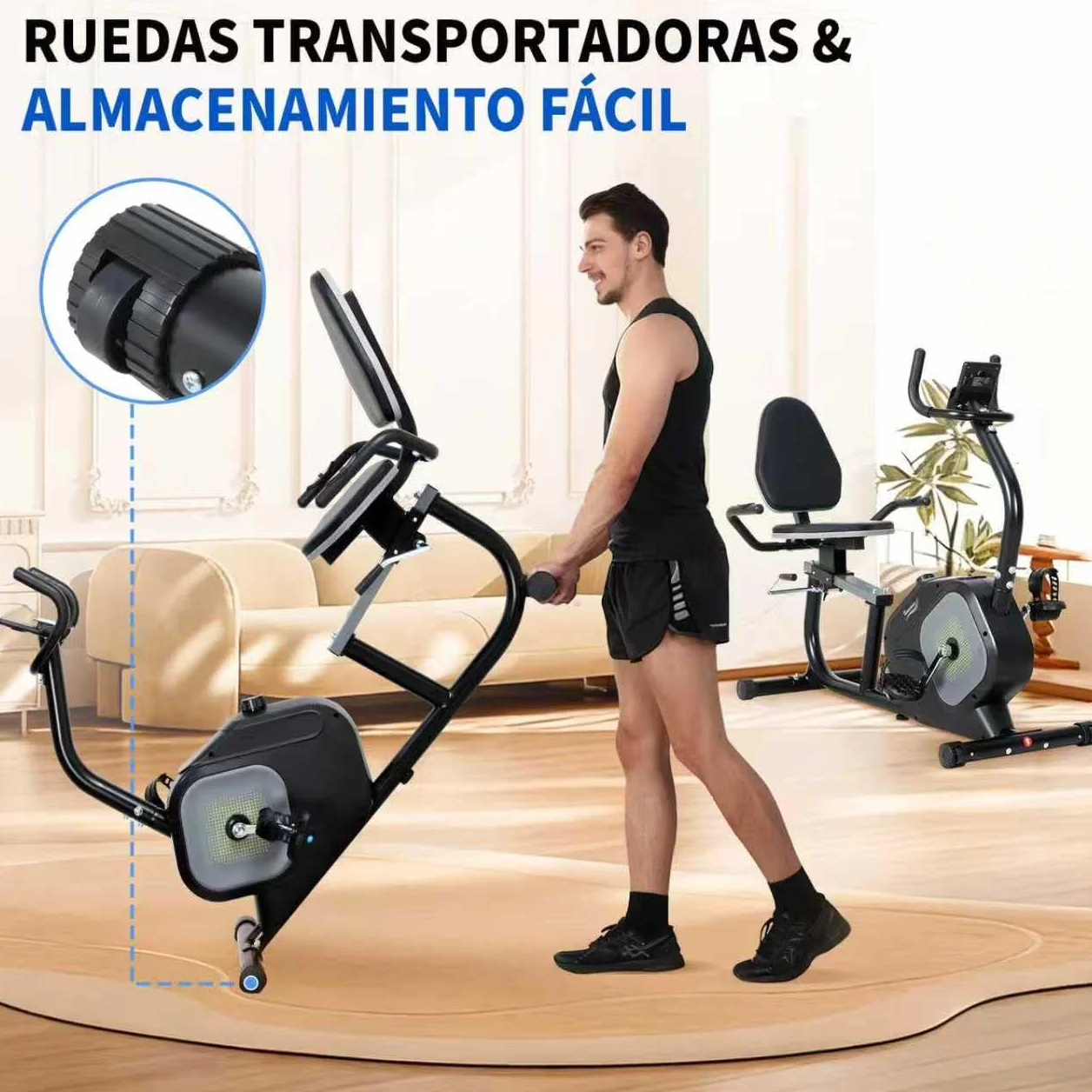 Bicicletas Estaticas Rehabilitacion, Bicicleta Estatica con Respaldo con 16 Niveles de Resistencia, Sensor de Pulso,Bici Estatica con Pedaleo silencioso,Ruedas de Transporte Exercise Bike