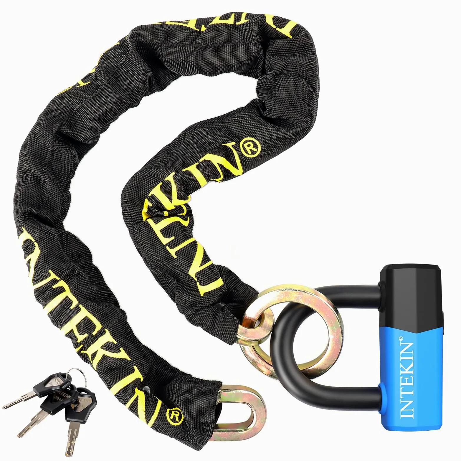 Candado de cadena de alta seguridad, 120 cm de largo y 10 mm de grosor, combinación de cadena de bloqueo para moto/bicicleta, alto nivel de seguridad, quad, con 3 llaves