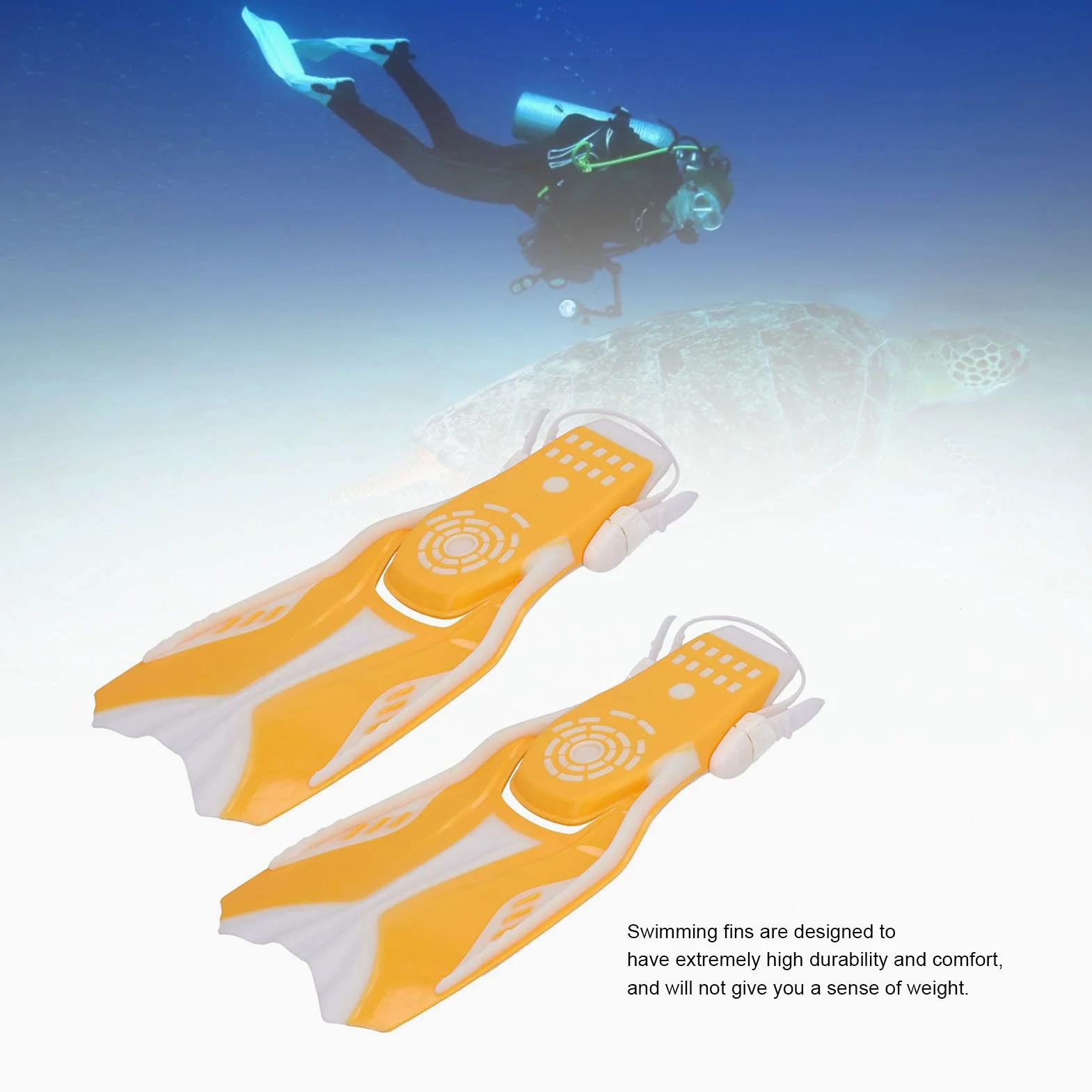 Aletas de Snorkel de Hoja Larga con diseño de talón Abierto para Uso en el océano y la Piscina, cómodas Aletas de natación Ajustables con Orificios de Drenaje para una