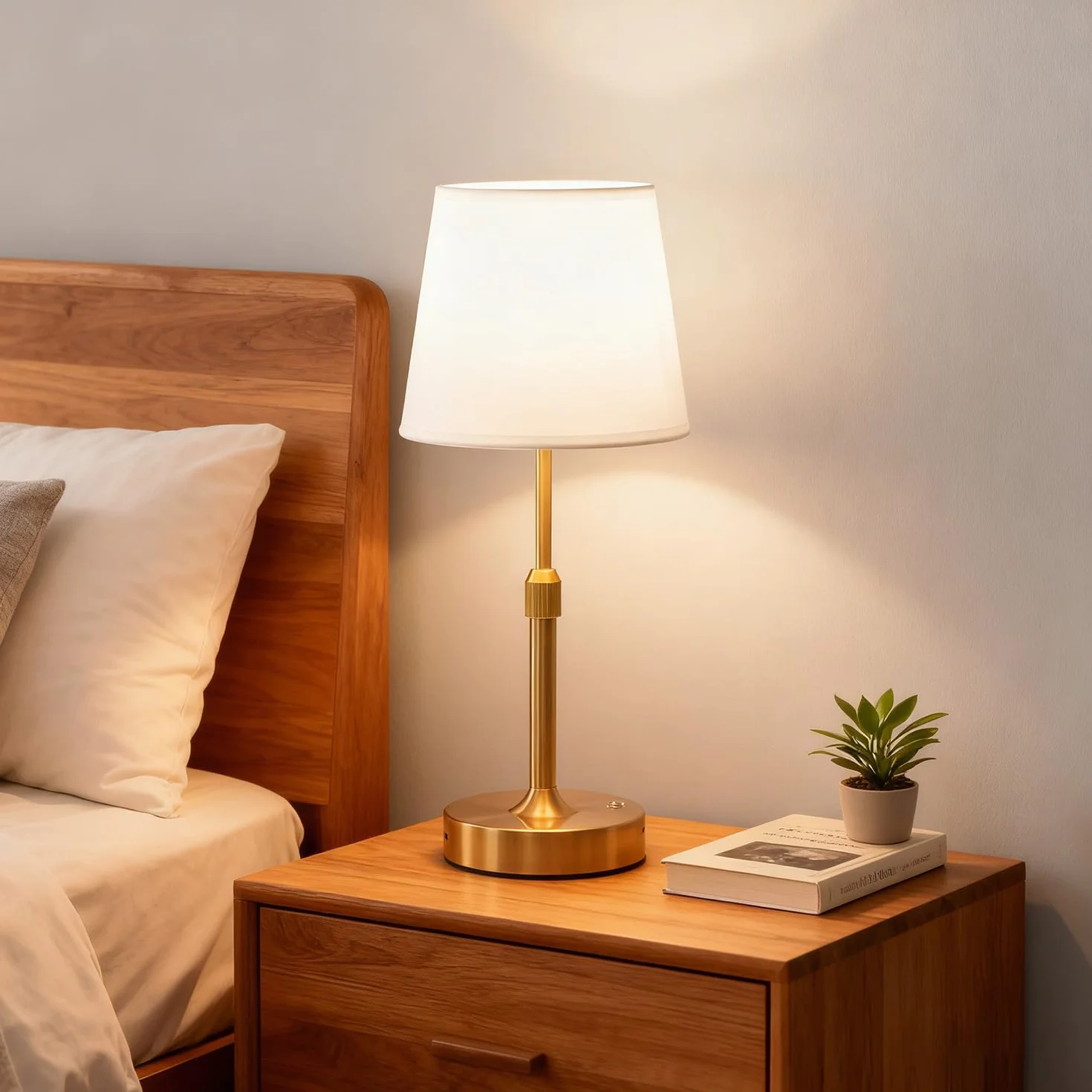 Lámpara de Mesa LED Inalámbrica Recargable con USB-C, 5200mAh, Ajustable en Altura, Toque, para Dormitorio Sala de Estar