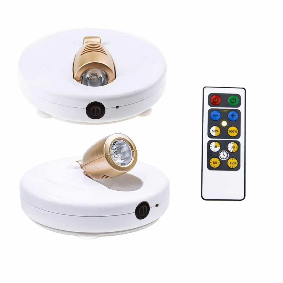 HONWELL Focos LED de Techo Inalámbricos con Control Remoto 3000K 180° Giratorio 2 Piezas Dorado