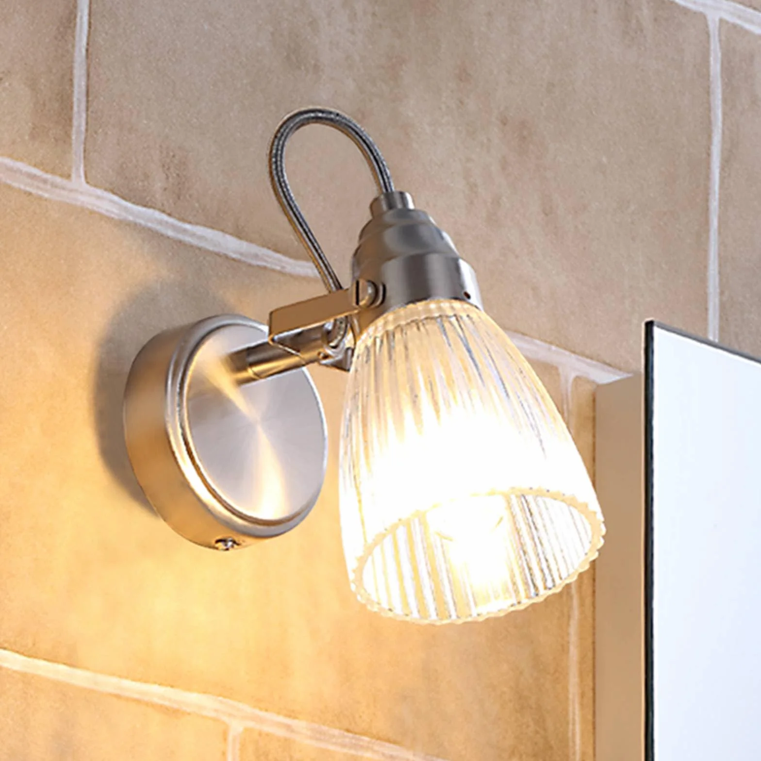 Lindby Lámpara de pared Kara Gris Vidrio 1 llama G9 aplique baño
