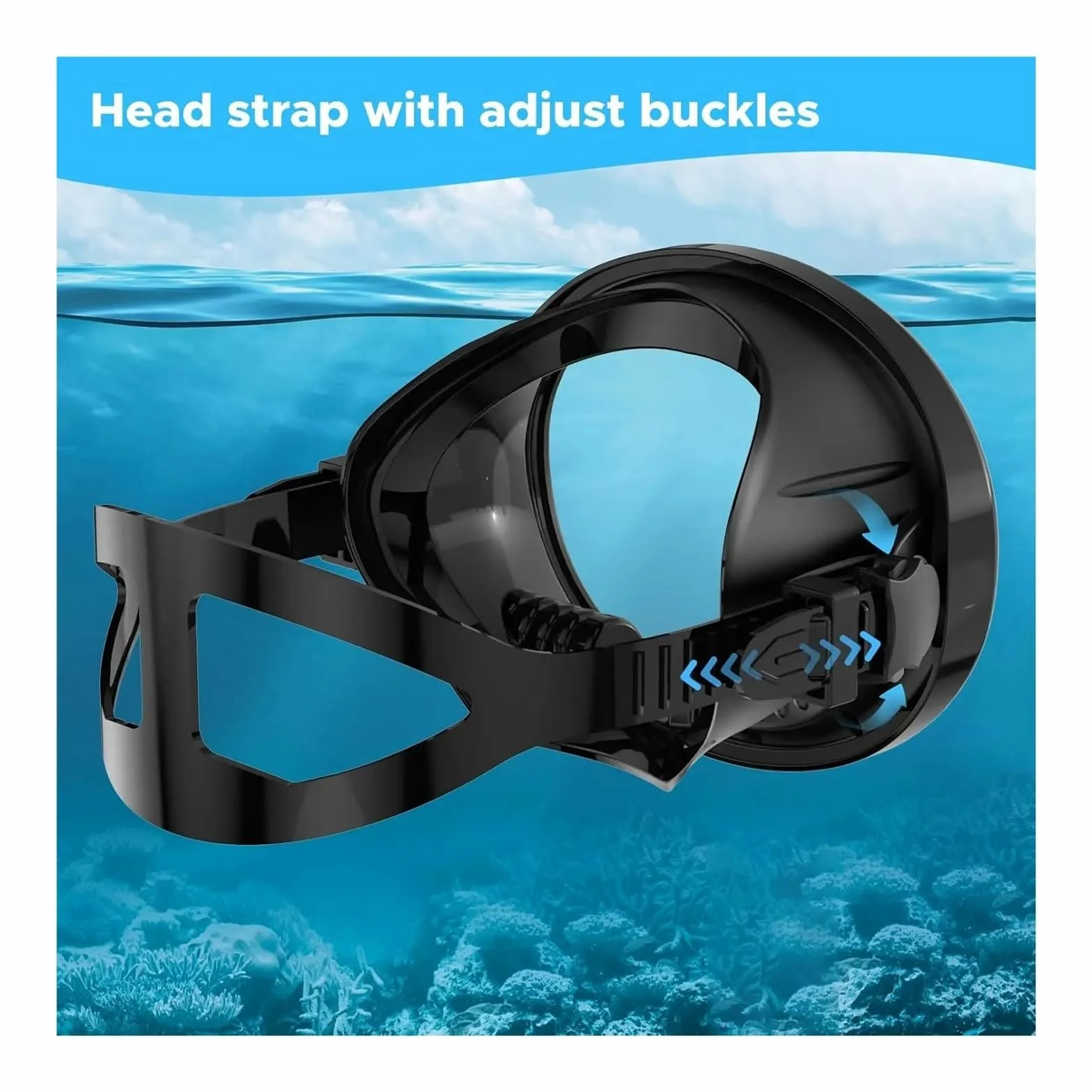 Genérico Máscara de Buceo Ovalada for Adultos, máscara de Pesca submarina, Gafas de Buceo panorámicas de Estilo Retro clásico con Lentes de Vidrio Templado
