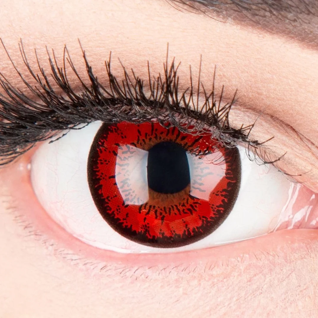 Lentillas de color rojo negro Red Flower 1 par, cómodas, sin graduación