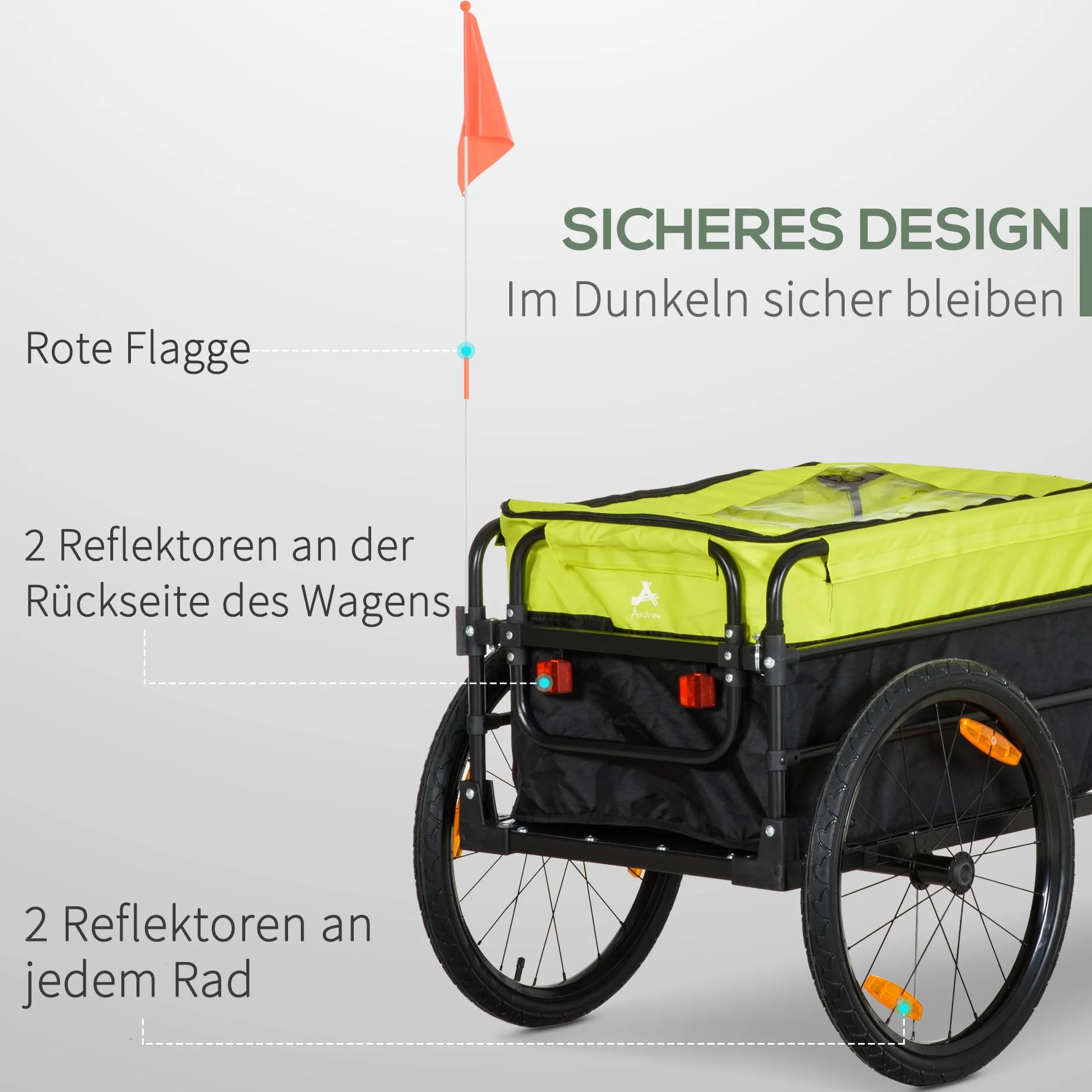 HOMCOM 2 en 1 Remolque de carga para bicicleta con neumáticos de 20 pulgadas, capacidad de carga de 40 kg, acero Oxford, 130 x 64 x 64/103 cm