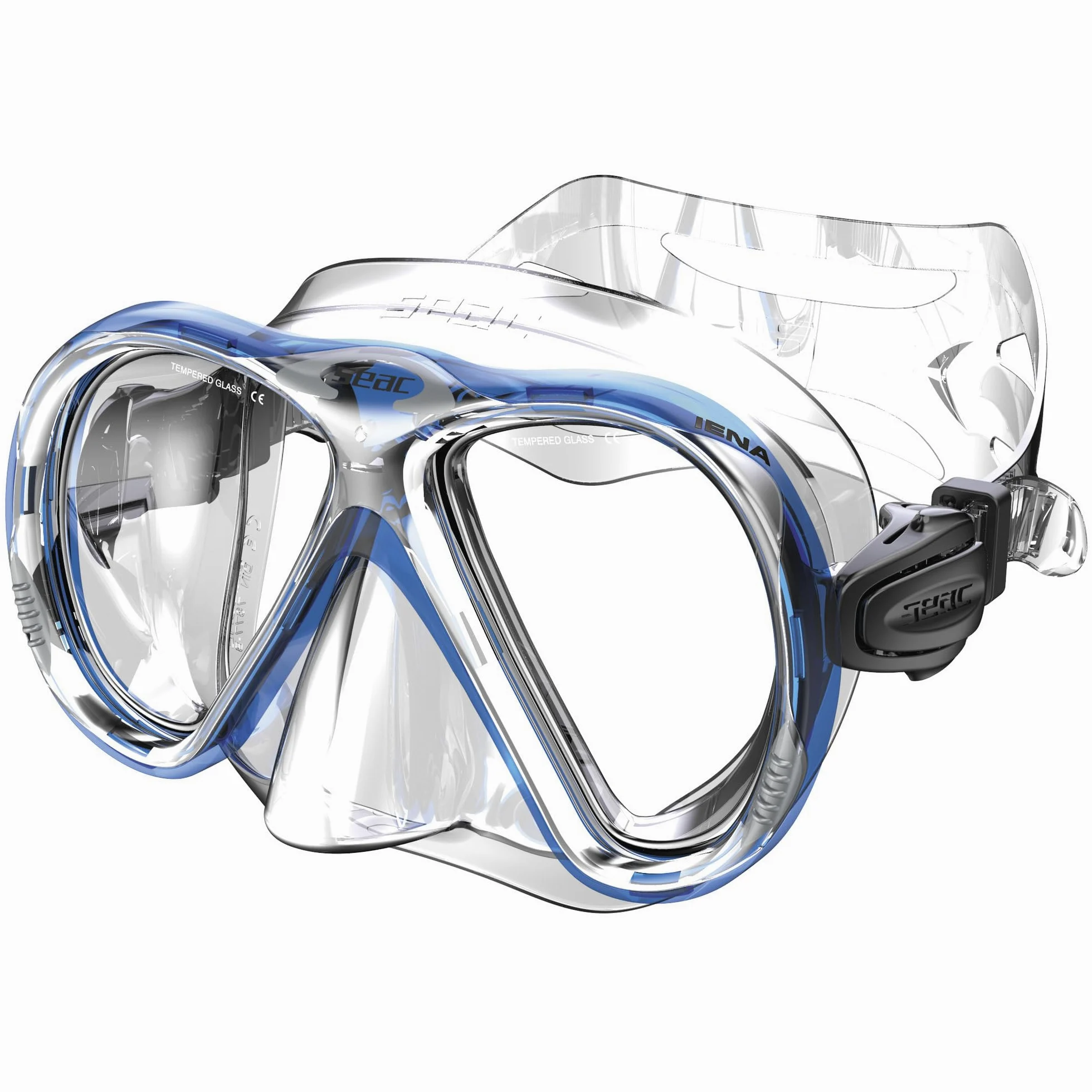 SEAC Set bis Iena Dry - Set de Máscara de Doble Lente de Silicona y Tubo con Sistema Dry Top y Válvula de Purga, para Buceo y Snorkel