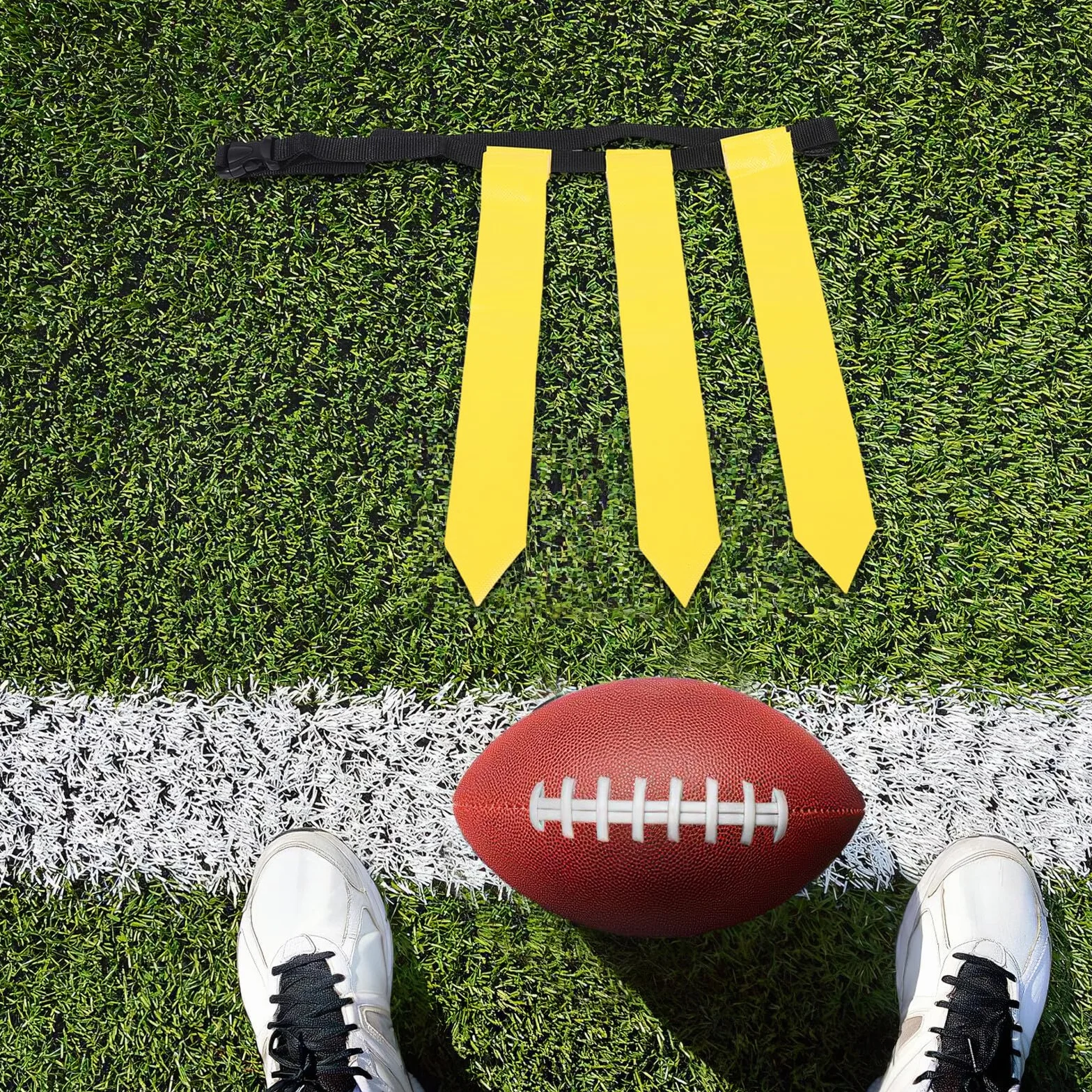 GALPADA 2 Cinturones de Flag Football Ajustables para Adultos y Jóvenes Set con Banderines Amarillos y Rojos de Nailon y PVC Kit Deportivo Portátil con Bolsa de Almacenamiento para