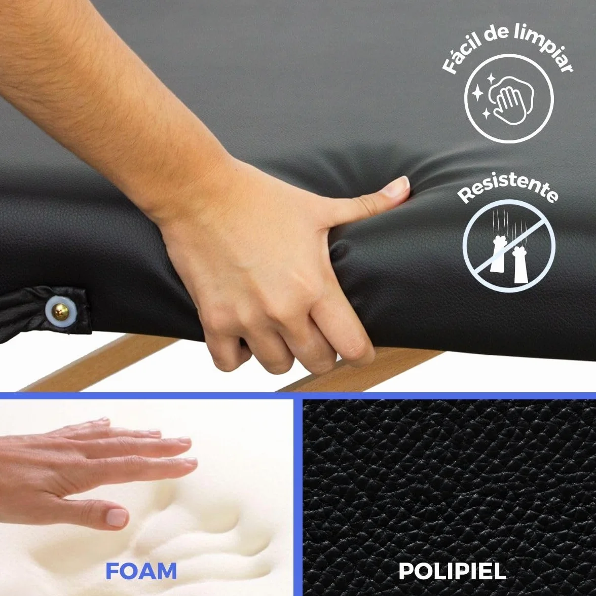 Mobiclinic Camilla de Masaje Plegable CM-01 Basic Profesional Portátil Madera 180x60 cm Negra