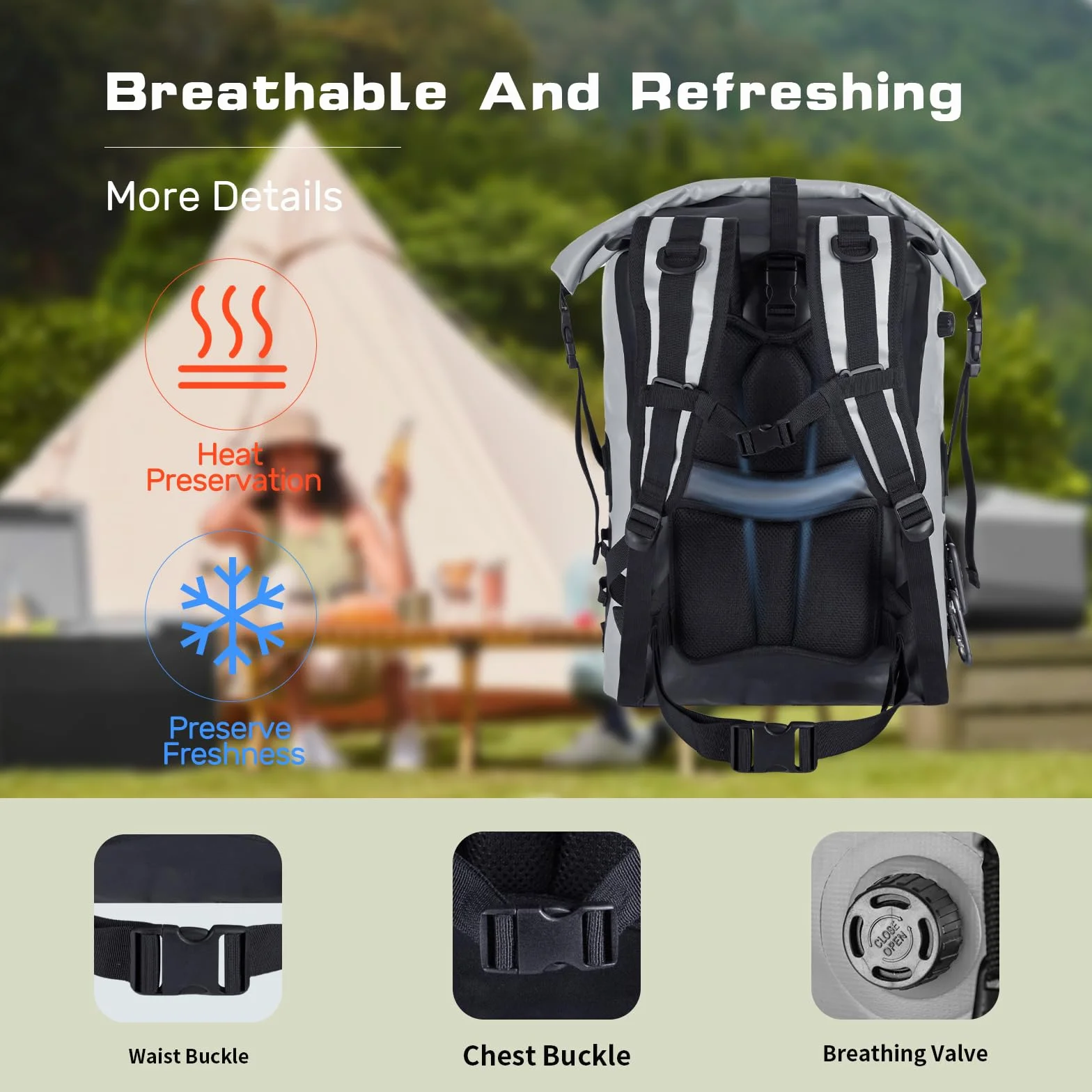 Mochila Nevera Portátil para Playa,Bolsa Térmica Isotérmica Grande 35L para 48 Conservas y Porta Alimentos Mochila Nevera Isotérmica