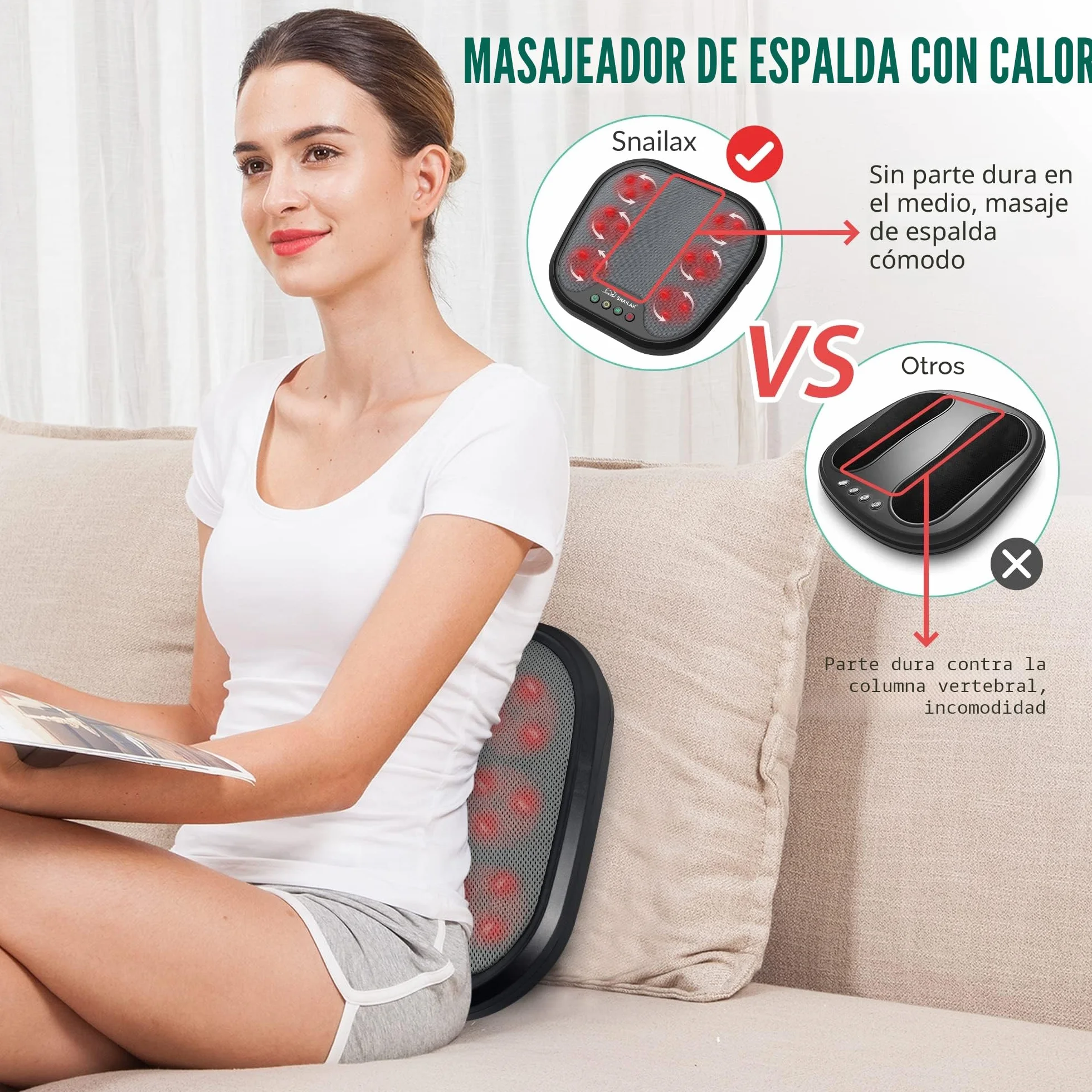 Snailax Masajeador de Pies Shiatsu con Calor, Nudos Flexibles para Todos los Tamaños