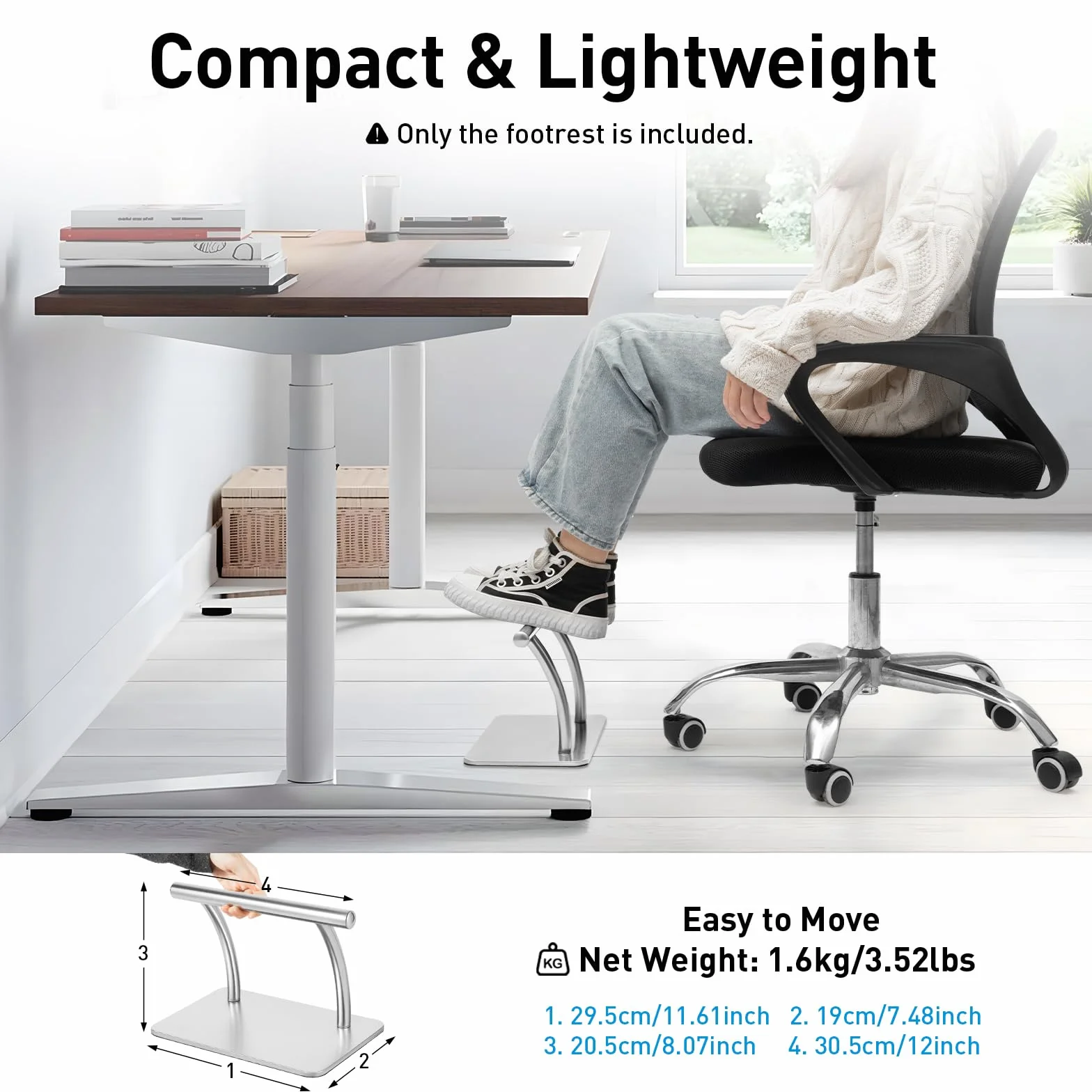 Reposapiés de Acero Inoxidable Pulido para Peluquería y Salones