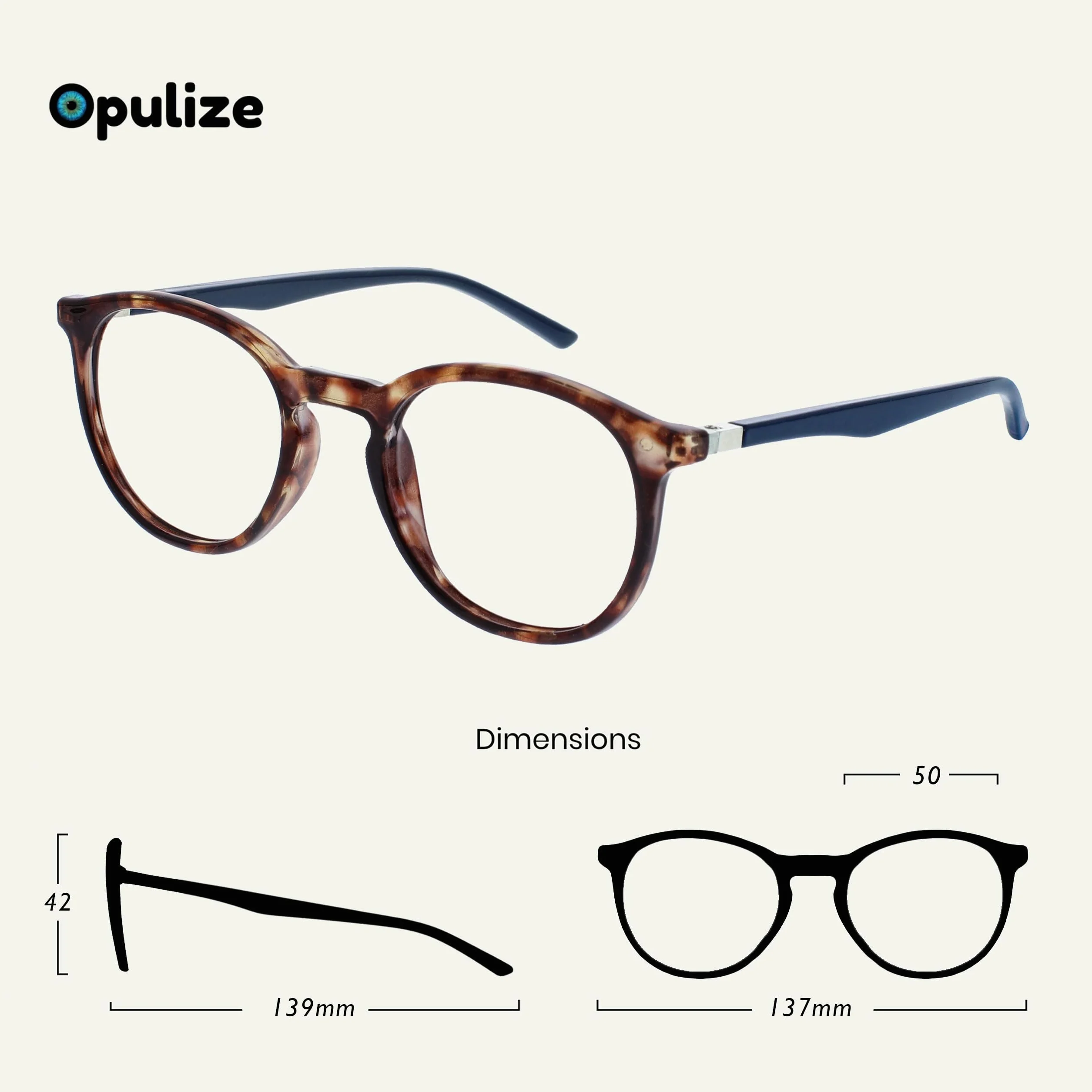 Gafas con Bloqueo de Luz Azul Montura Redonda Delgada Marrón Carey Resistente a Arañazos Bisagras de Muelle Antirreflejante Hombre Mujer