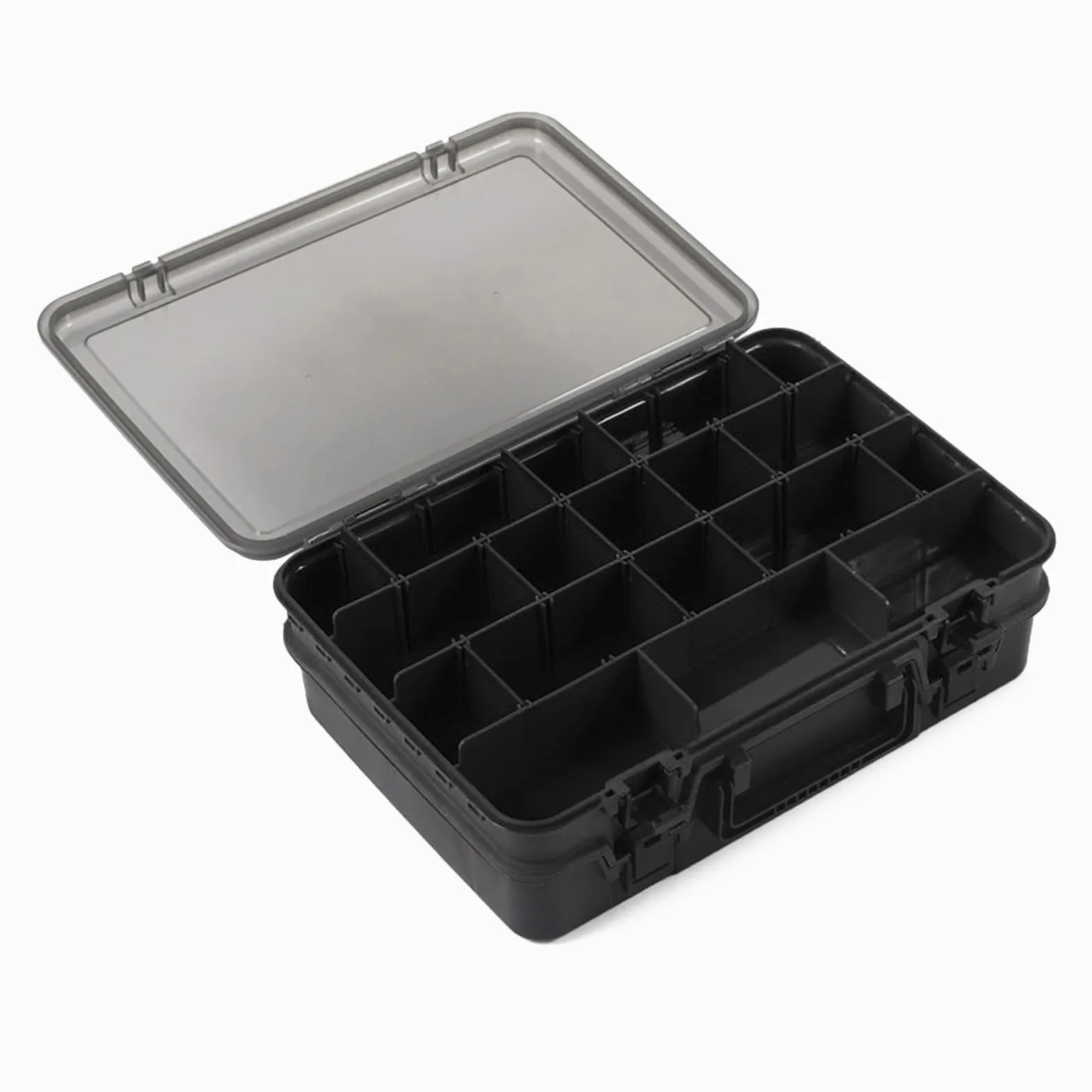 Caja de aparejos con múltiples compartimentos, doble capa, señuelos de pesca, cebos, gancho, caja de almacenamiento de accesorios de pesca, organizadores de equipo