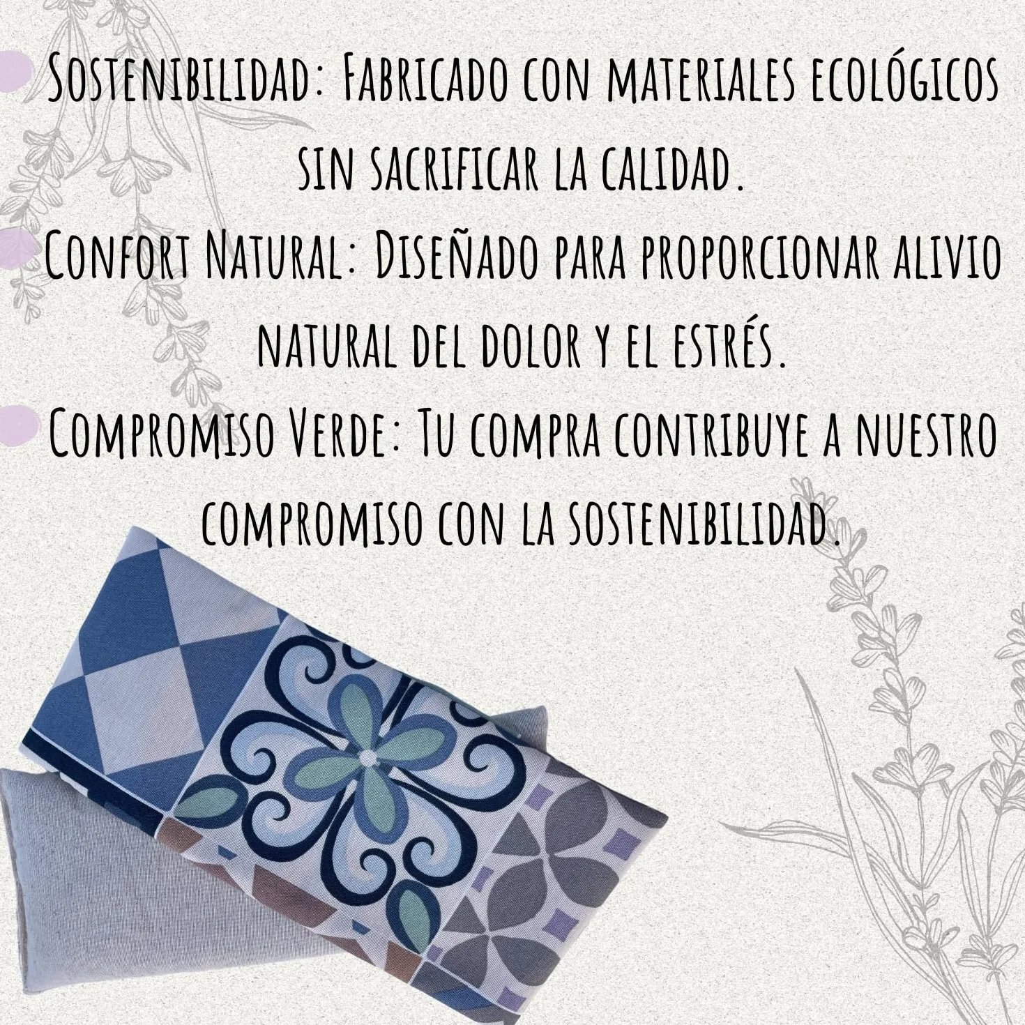 Saco térmico microondas 13cmx31cm funda lavable semillas naturales lavanda