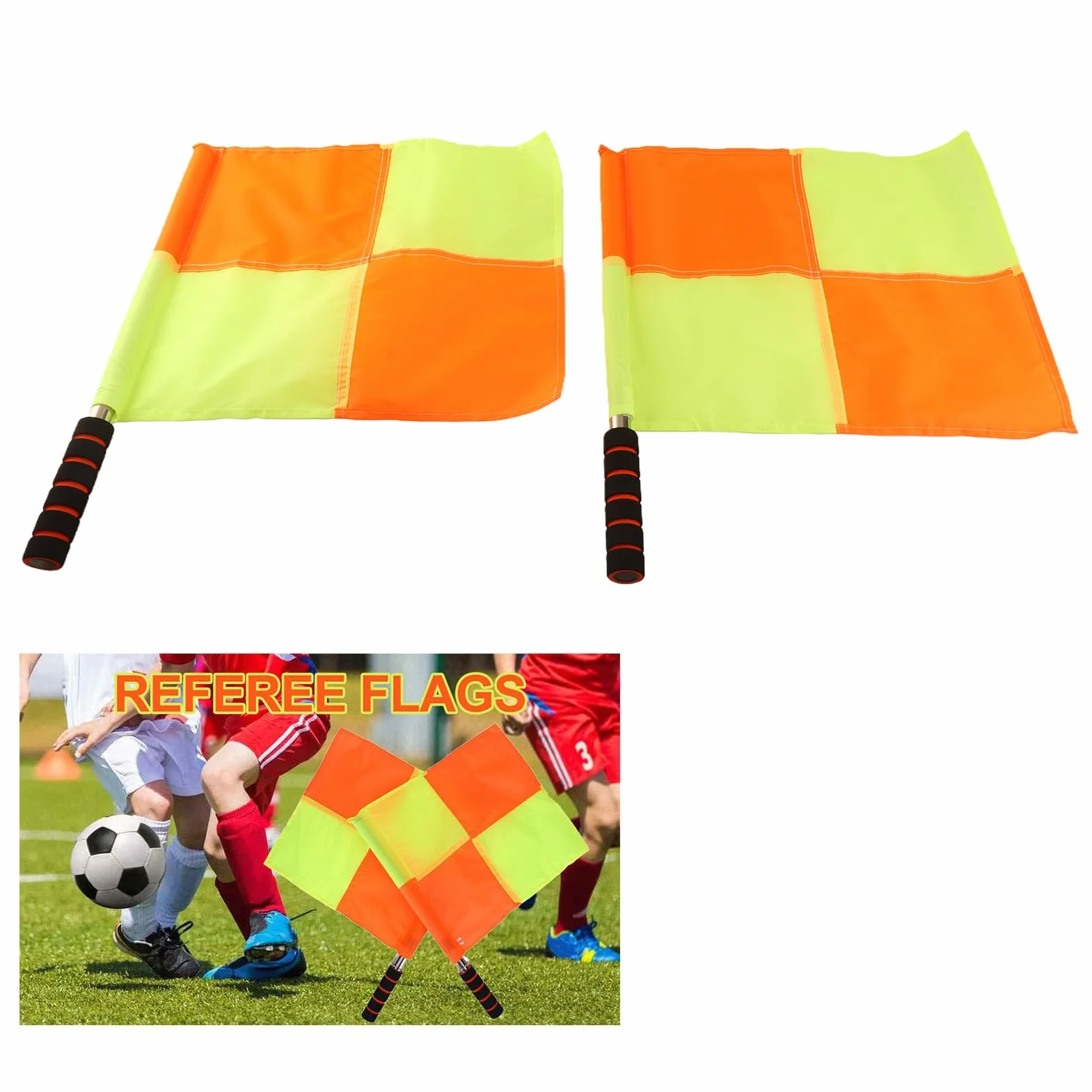 Bandera de árbitro Deportivo, 2 Piezas Bandera de Juez de Línea Tela Impermeable Varilla de Acero Inoxidable de Esponja con Bolsa de Almacenamiento para Entrenamiento de Fútbol,