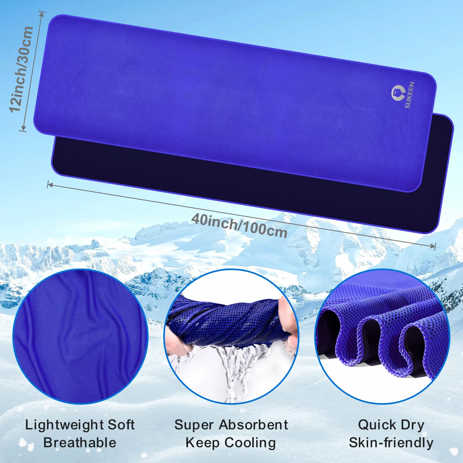 Sukeen Toallas de refrigeración para Cuello y Cara, Paquete de 30 Toallas de refrigeración Deportivas de Secado rápido, Toalla de Sudor Suave y Transpirable para Entrenamiento