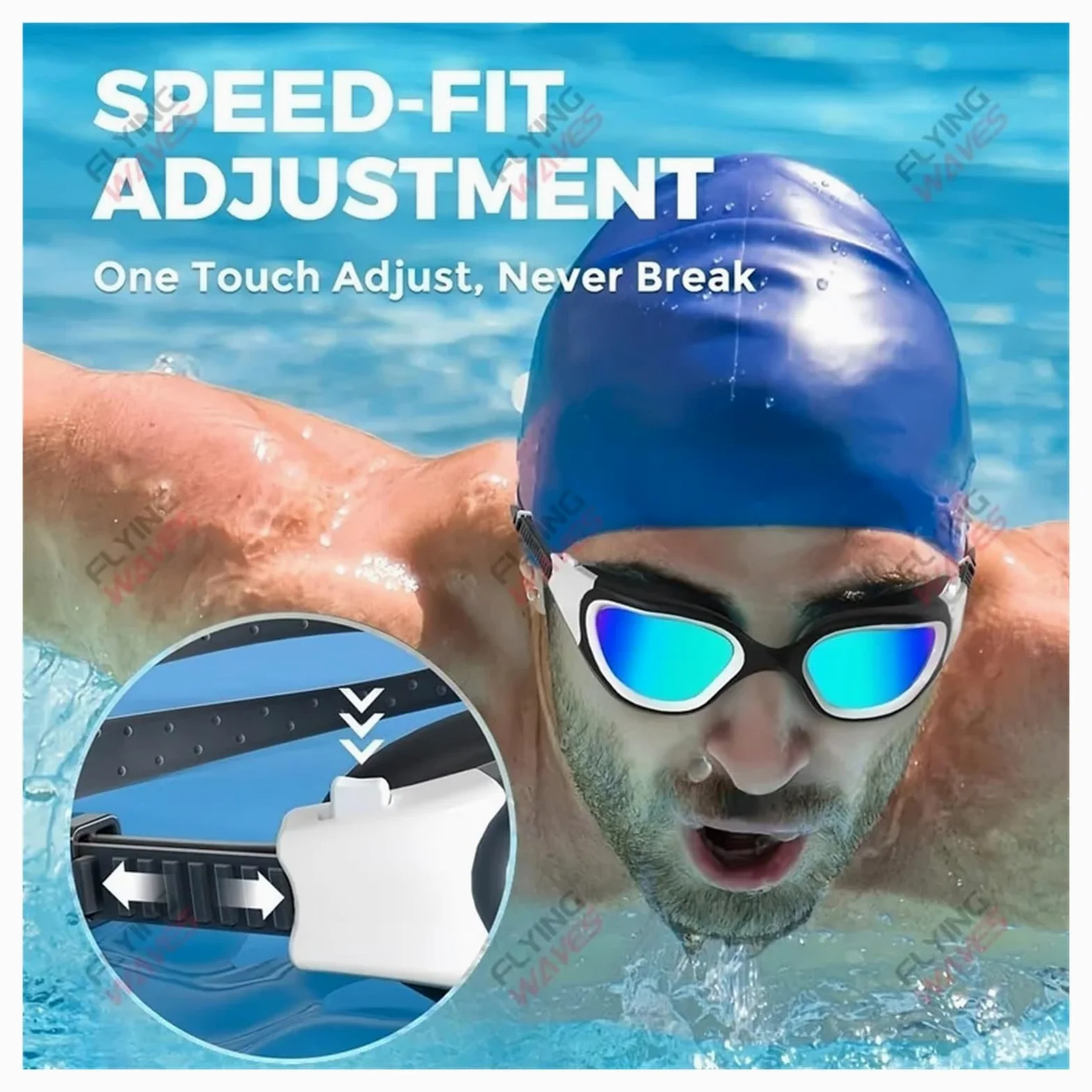 Gafas de natación for mujeres, hombres, no antiniebla, UV, unisex, for adultos, de silicona, ajustables rápidamente, for nadar y bucear gafas de natación