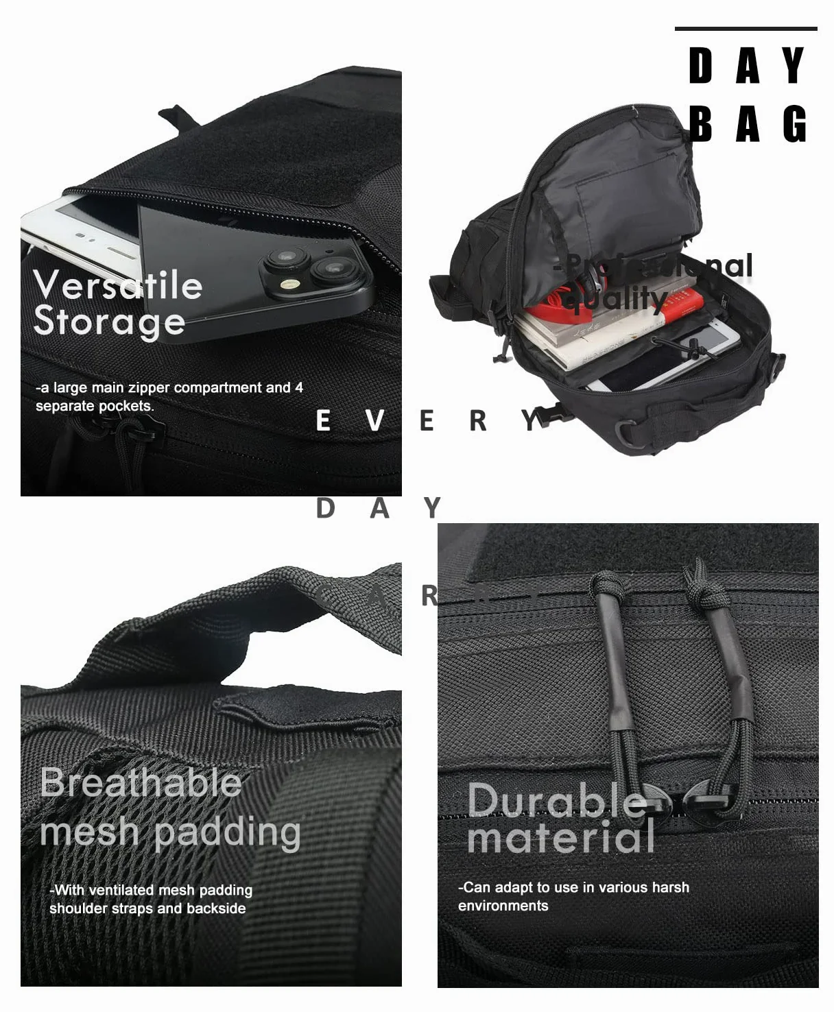 Miramrax Mochila pequeña de 12 L – Mini mochilas tácticas, mochila militar Molle, mochila para senderismo