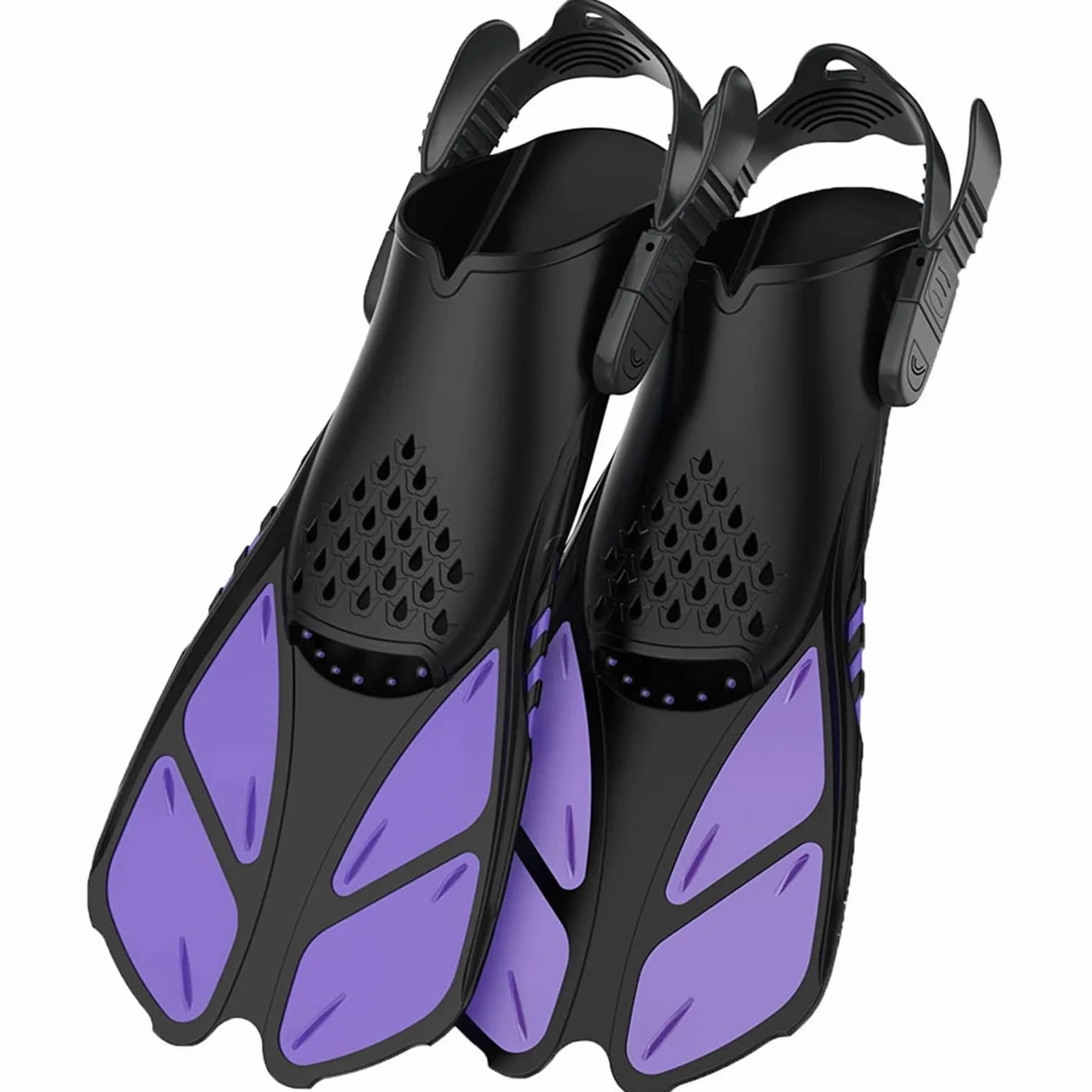Aletas de Entrenamiento Aletas de Snorkel con Hebillas Ajustables, Aletas natación, Zapatos Buceo Cortos Silicona, tacón Abierto, tamaño Viaje for Adultos para Entrenamiento Acuático