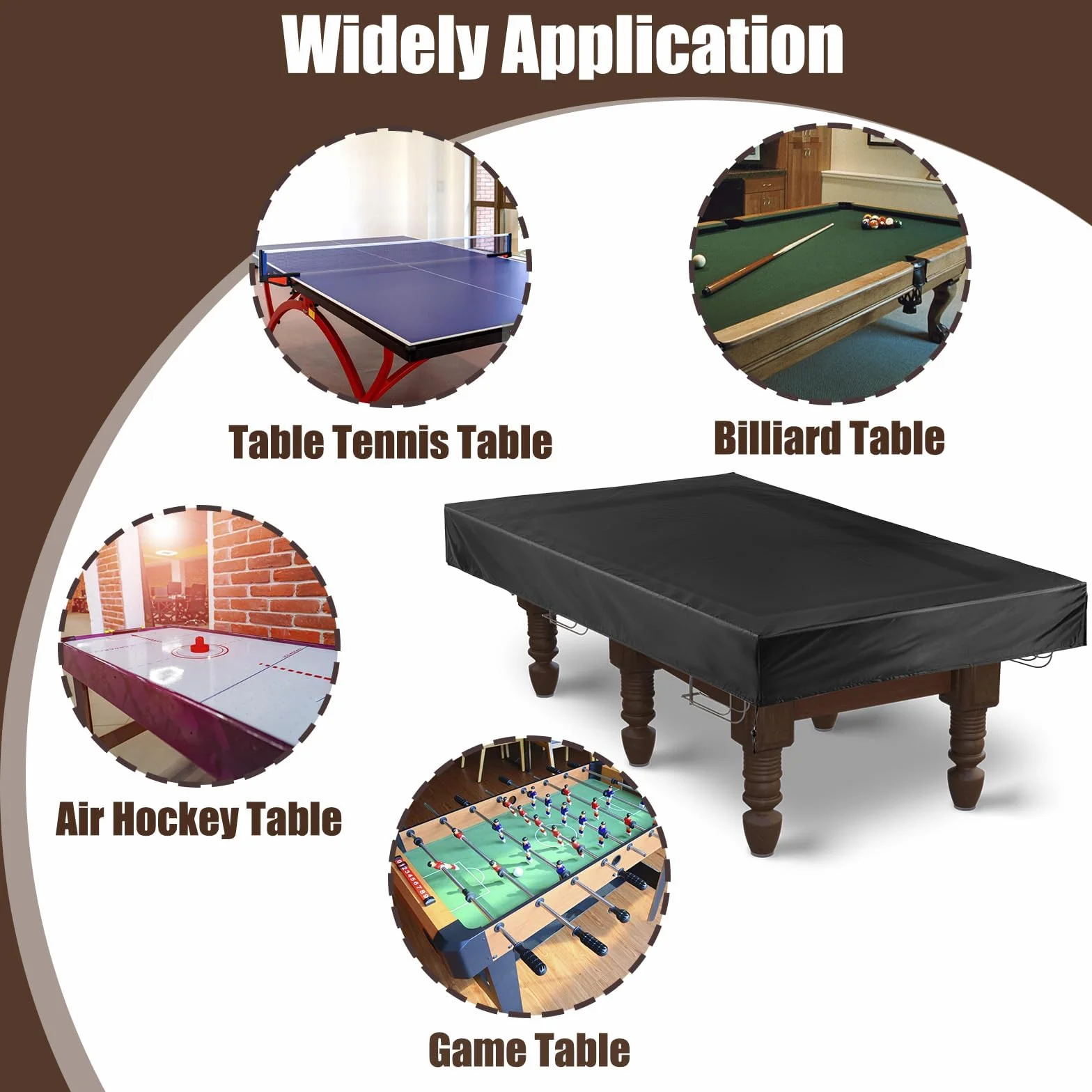 Fundas para Mesas De Billar, Funda para Mesa de Snooker Funda para Mesa de Billar de 8 Pies, en Tela Oxford 210D Negro