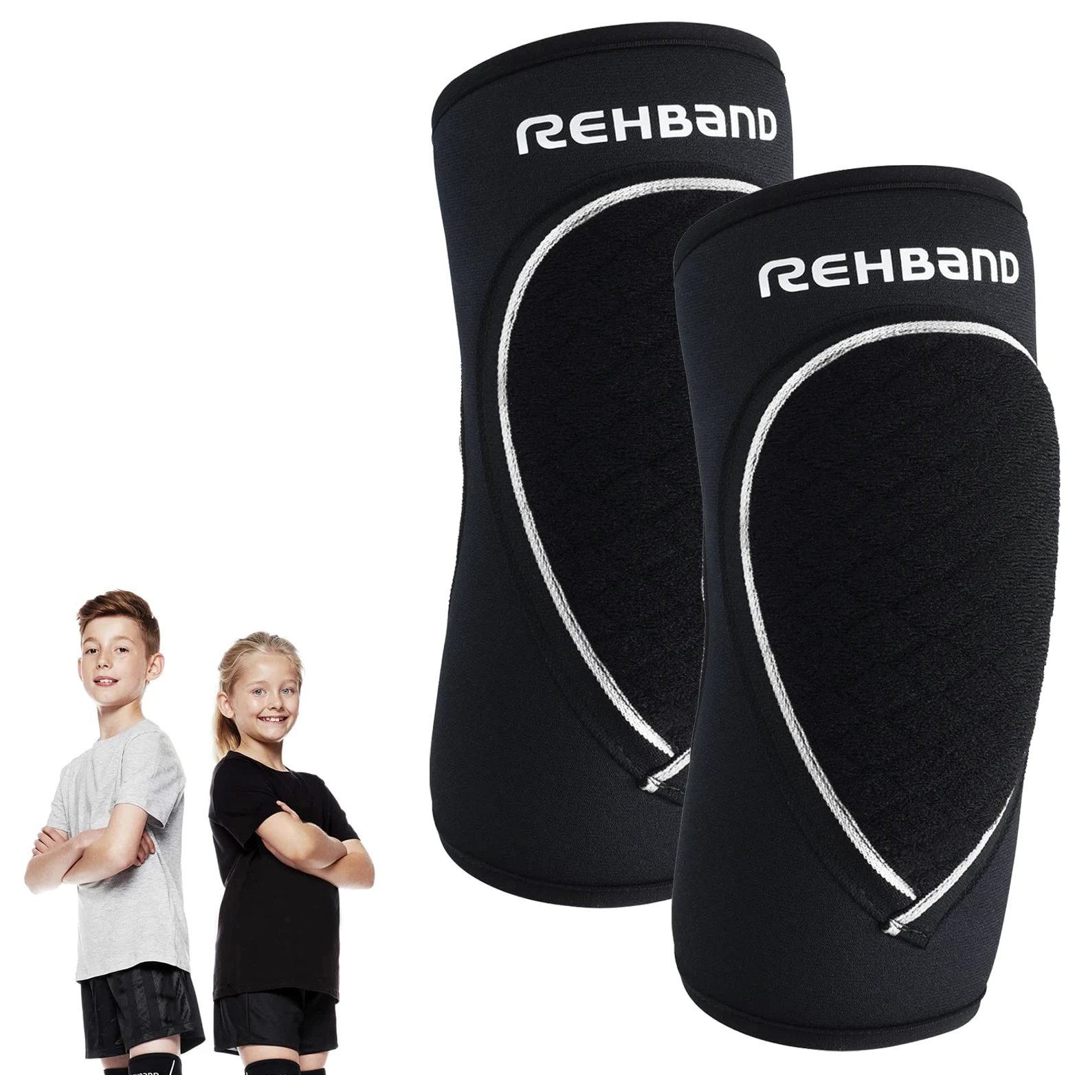 Rehband Coderas para niños 1 Pieza o 1 par Negro Coderas cómodas para Voleibol y Balonmano Codera Deportiva Fabricada en Neopreno de 3mm