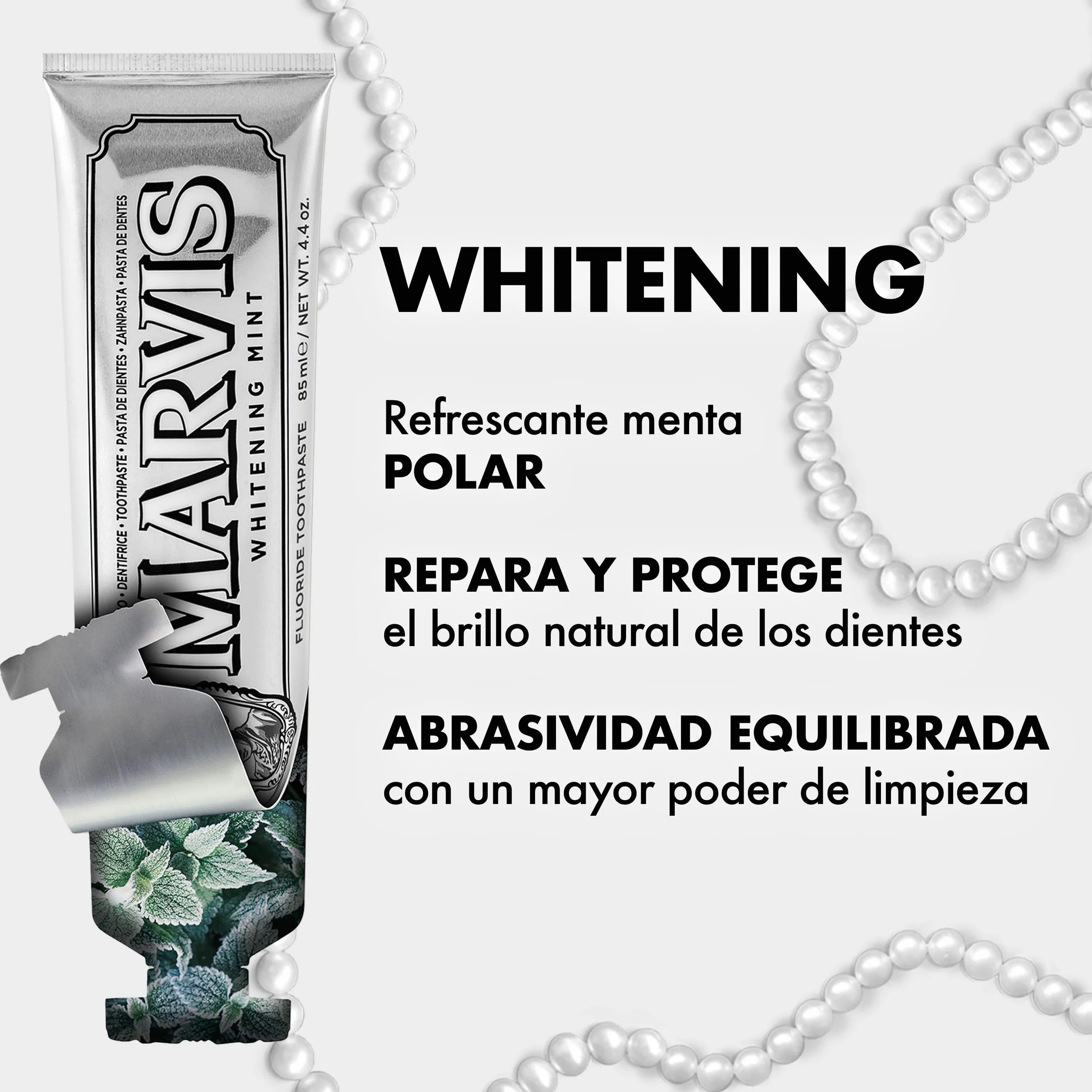 Marvis Pasta de dientes blanqueante de menta 85 ml gel dentífrico