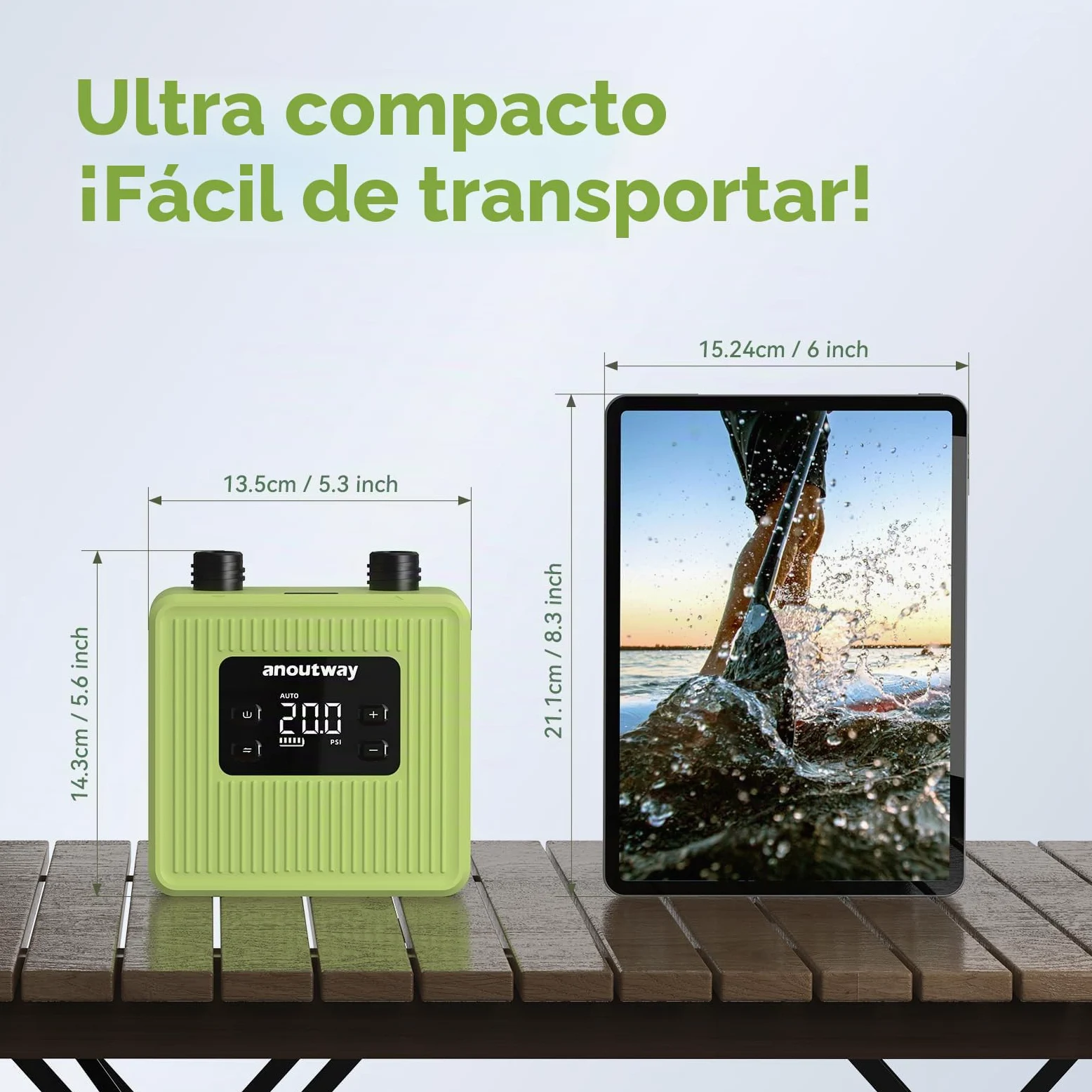 Super Tiny Bomba Eléctrica para Paddle Board 20PSI Recargable – Bomba de Aire Sup Portátil y Rápida, Inflado y Desinflado de Doble Etapa, Apagado Automático para Stand Up Paddle Boards
