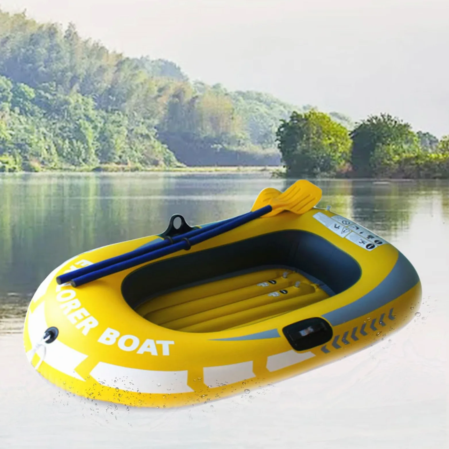 Kayak de barco inflable - embarcación de rafting portátil, moto acuática bomba de aire | Kayak plegable ligero para el uso de aventura en el lago, fuselaje resistente a la punción duradera con ranuras