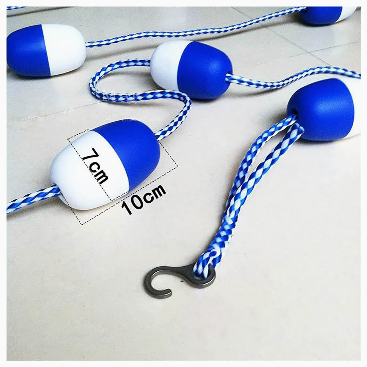 Gancho De Seguridad Para Piscina, Cuerda De Seguridad Para Piscina, Línea De Seguridad Para Piscina De Alta Flotabilidad, Cuerda De Seguridad Para Piscina Trenzada De Nailon,,Blue White,19.9m Long/65