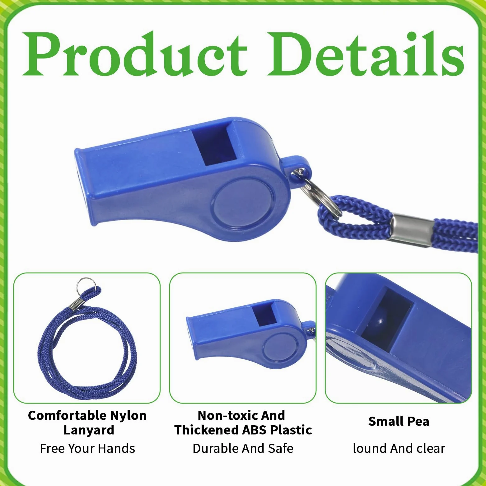2 paquetes de silbato azul, silbato para entrenadores con cordón, silbatos de plástico para profesores, silbato de sonido fuerte y nítido, silbato de emergencia para adultos, oficiales de