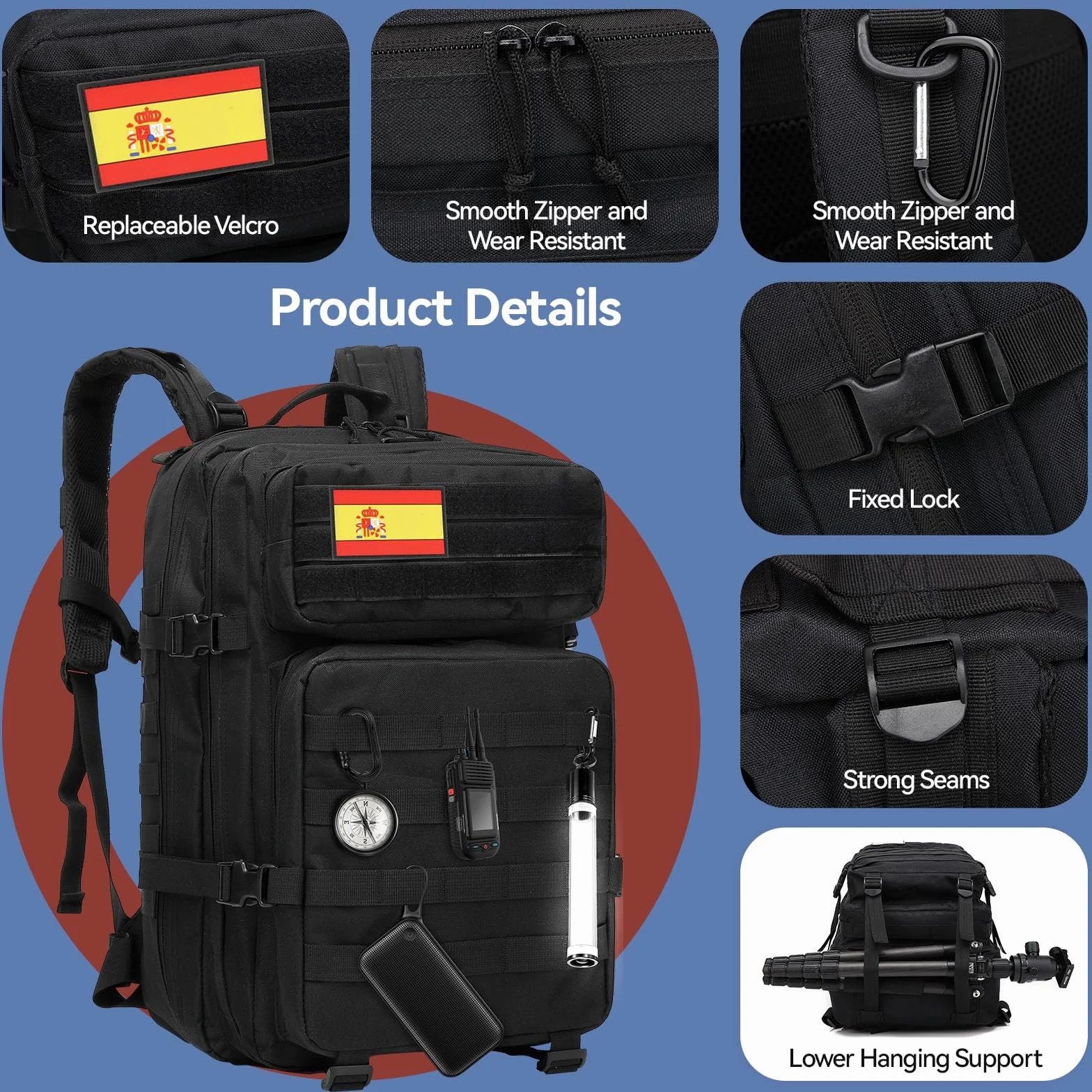 Delgeo Mochila Táctica 25L/45L Militar Impermeable Plegable para Montañismo Senderismo Camping