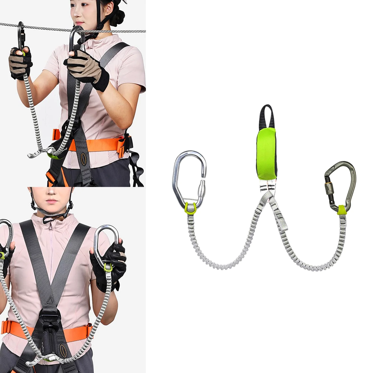Mosquetón de seguridad de poliéster con cuerpo reforzado para escalada segura y expediciones salvajes. Equipo de escalada para entornos extremos